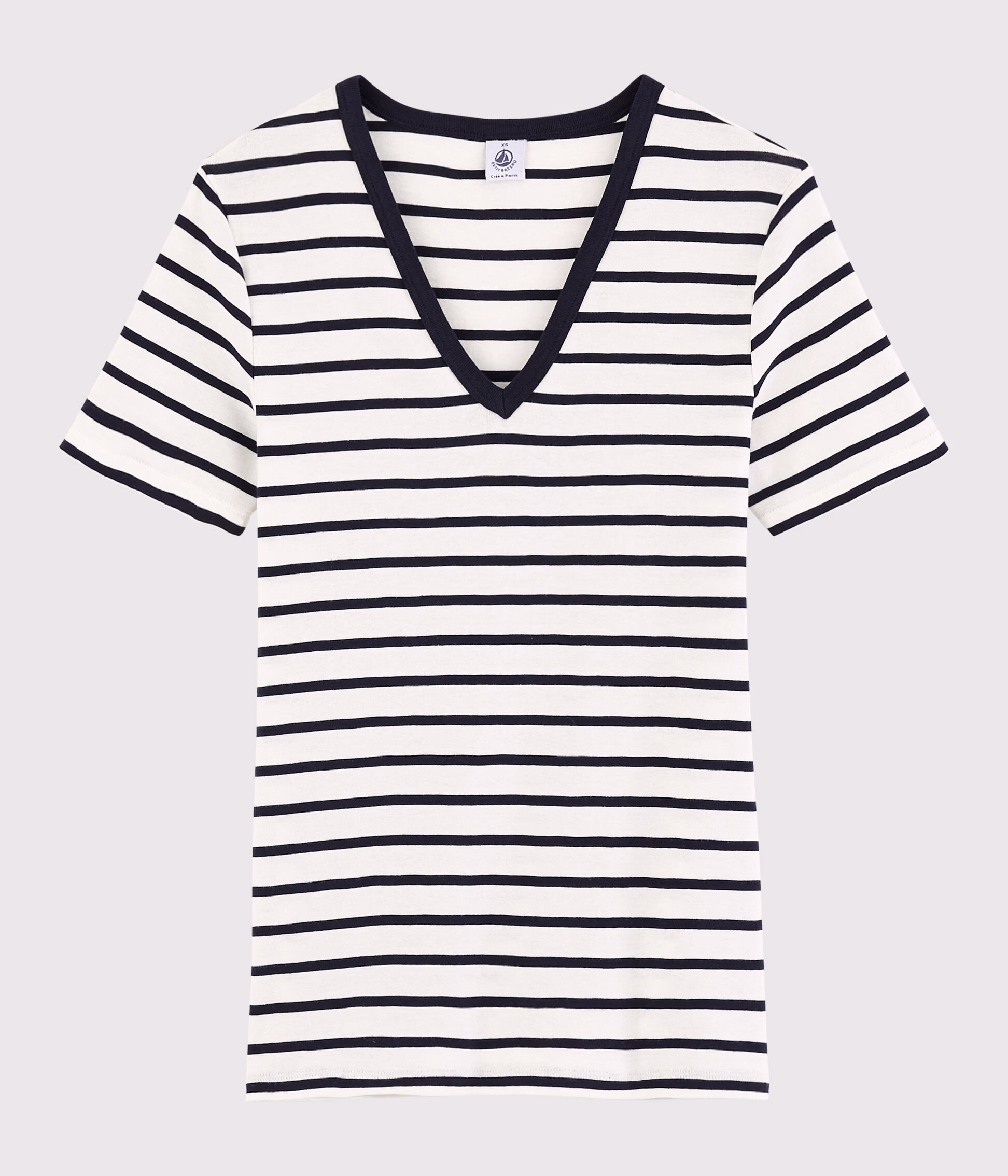 T shirt col best sale v coton femme