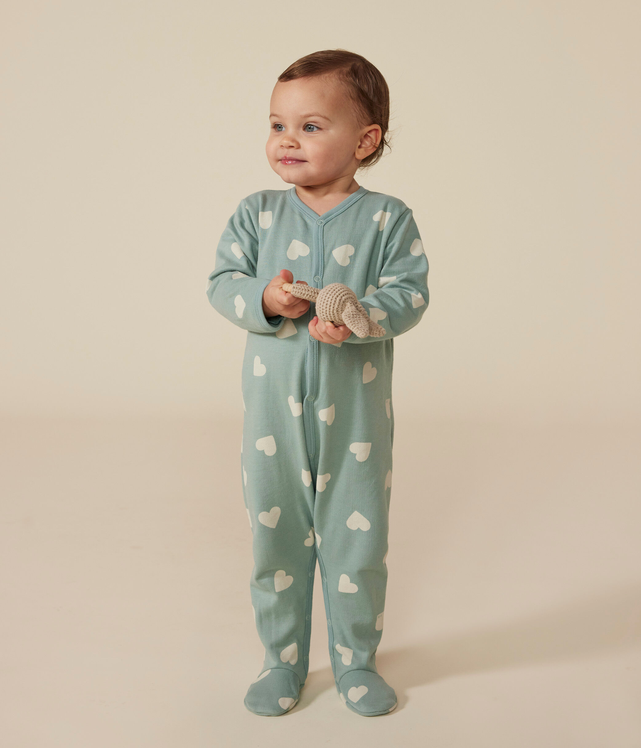 Pyjama b b coeurs en molleton A09FS01