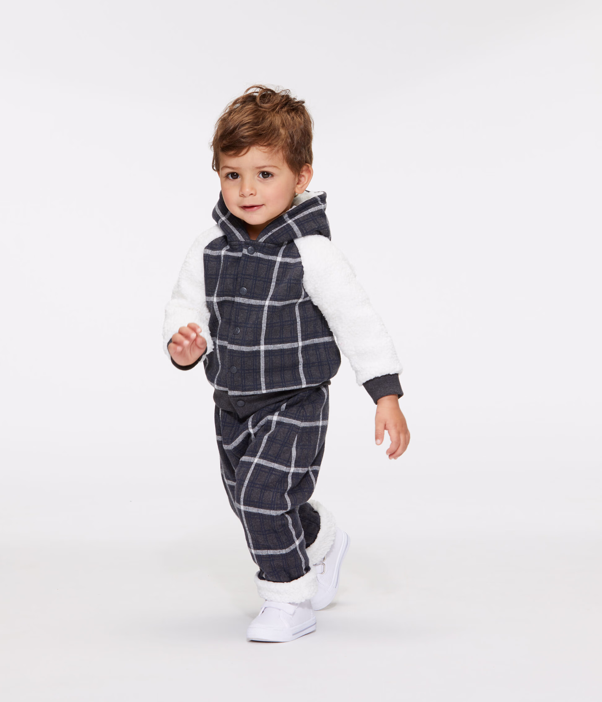 Pantalon bebe garcon a carreaux double sherpa CITY MULTICO Petit Bateau