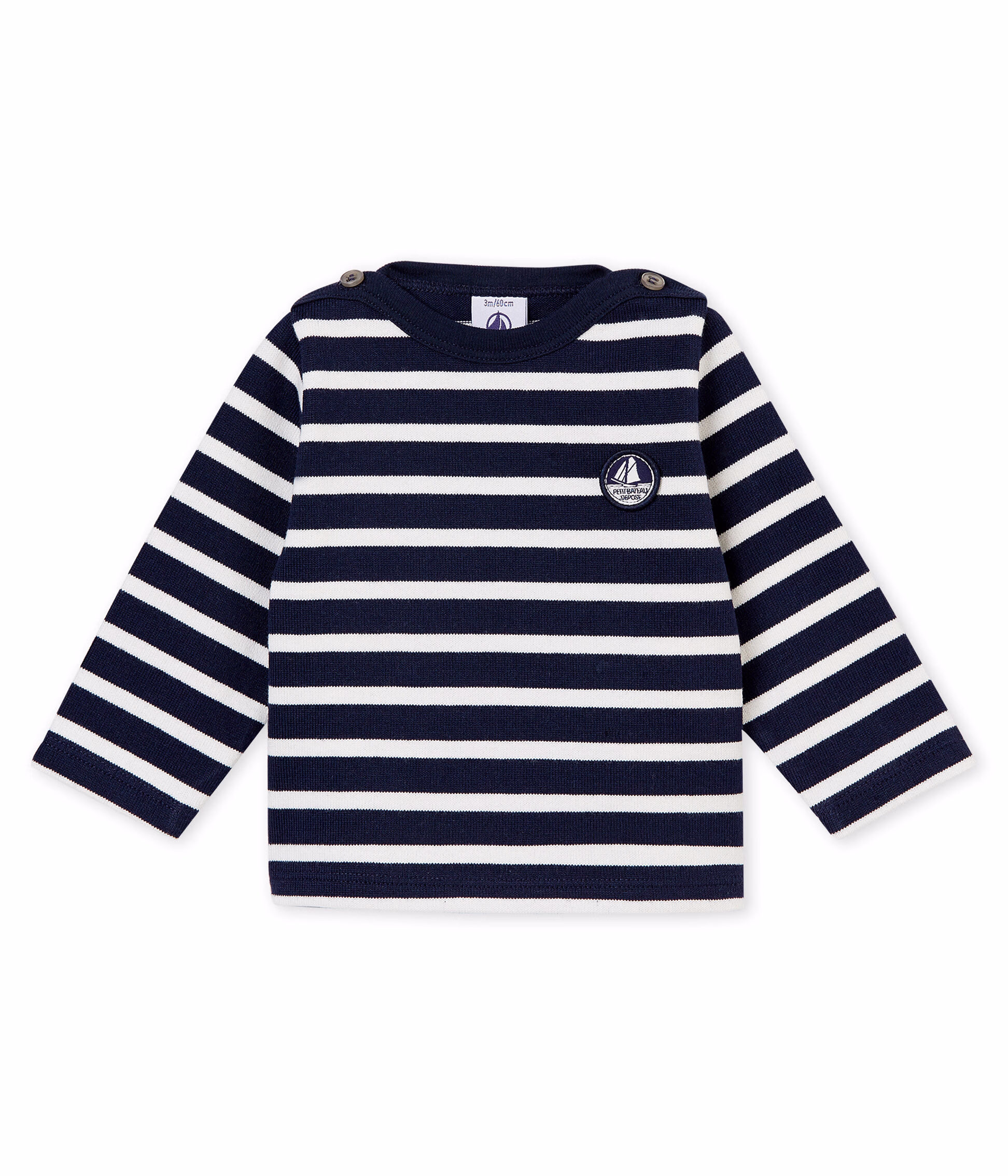 Mariniere iconique bebe garcon SMOKING MARSHMALLOW Petit Bateau
