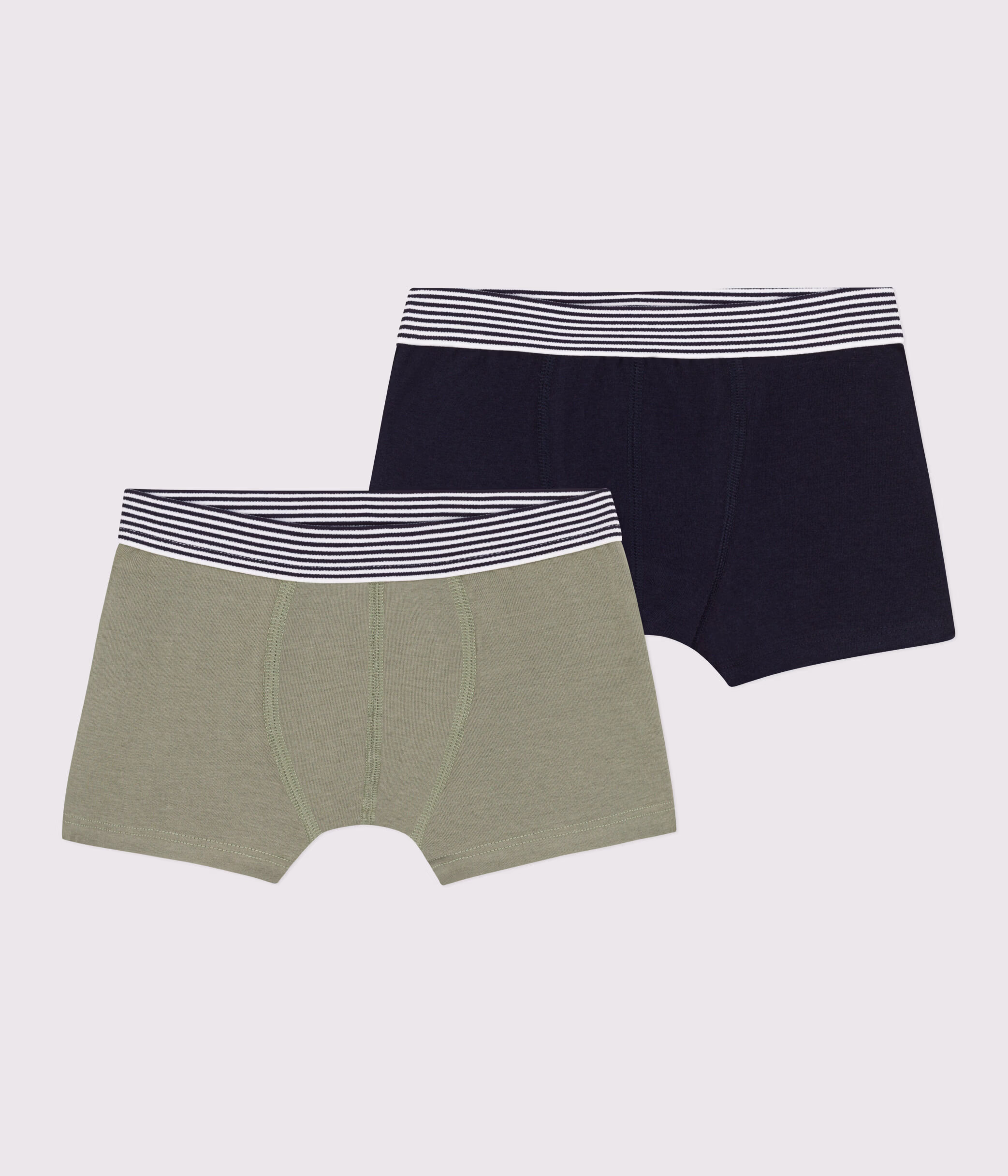 Lot de 2 boxers unis en coton et elasthanne petit garcon variante 1 Petit Bateau