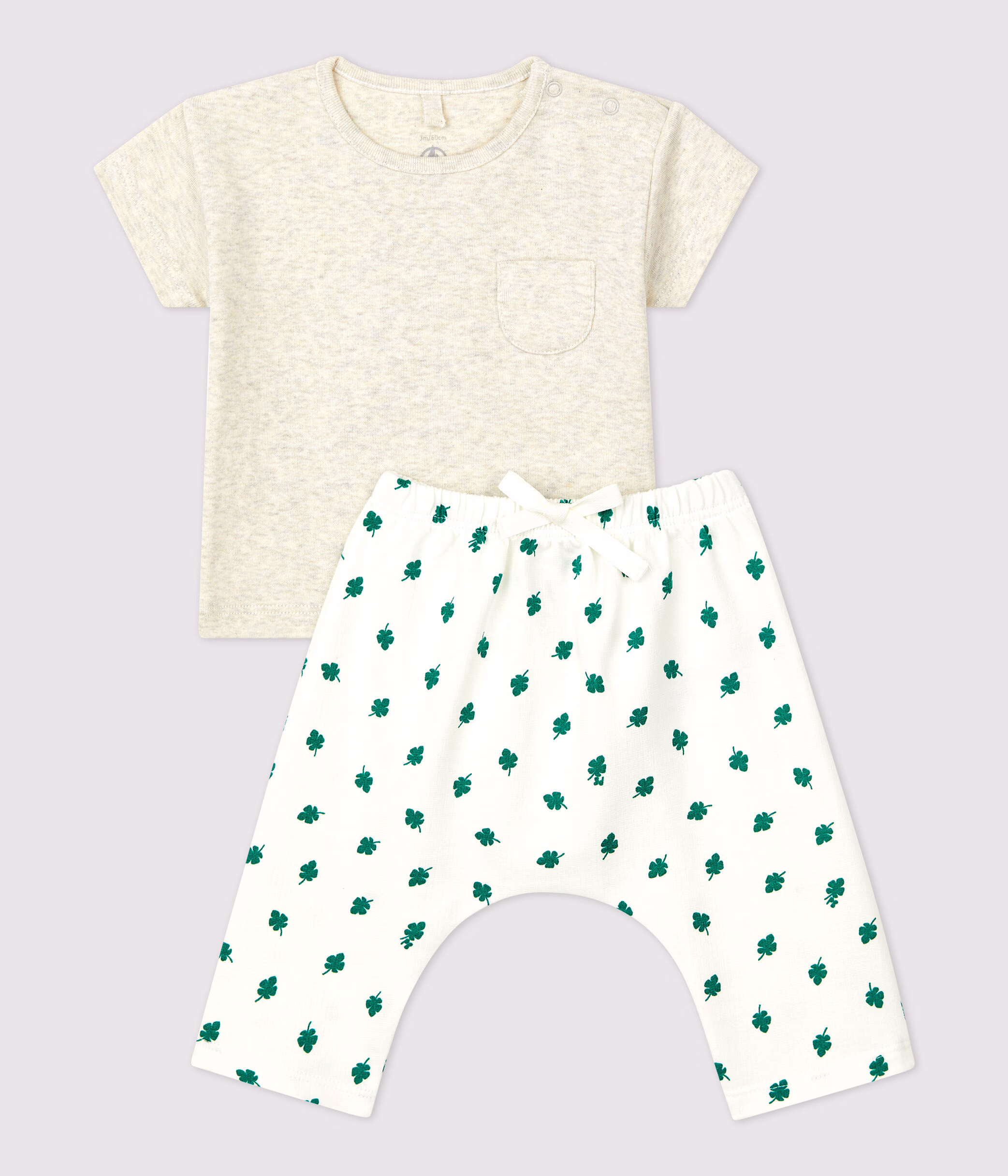 Ensemble 2 pieces imprime vegetal en molleton bio bebe MONTELIMAR MULTICO Petit Bateau