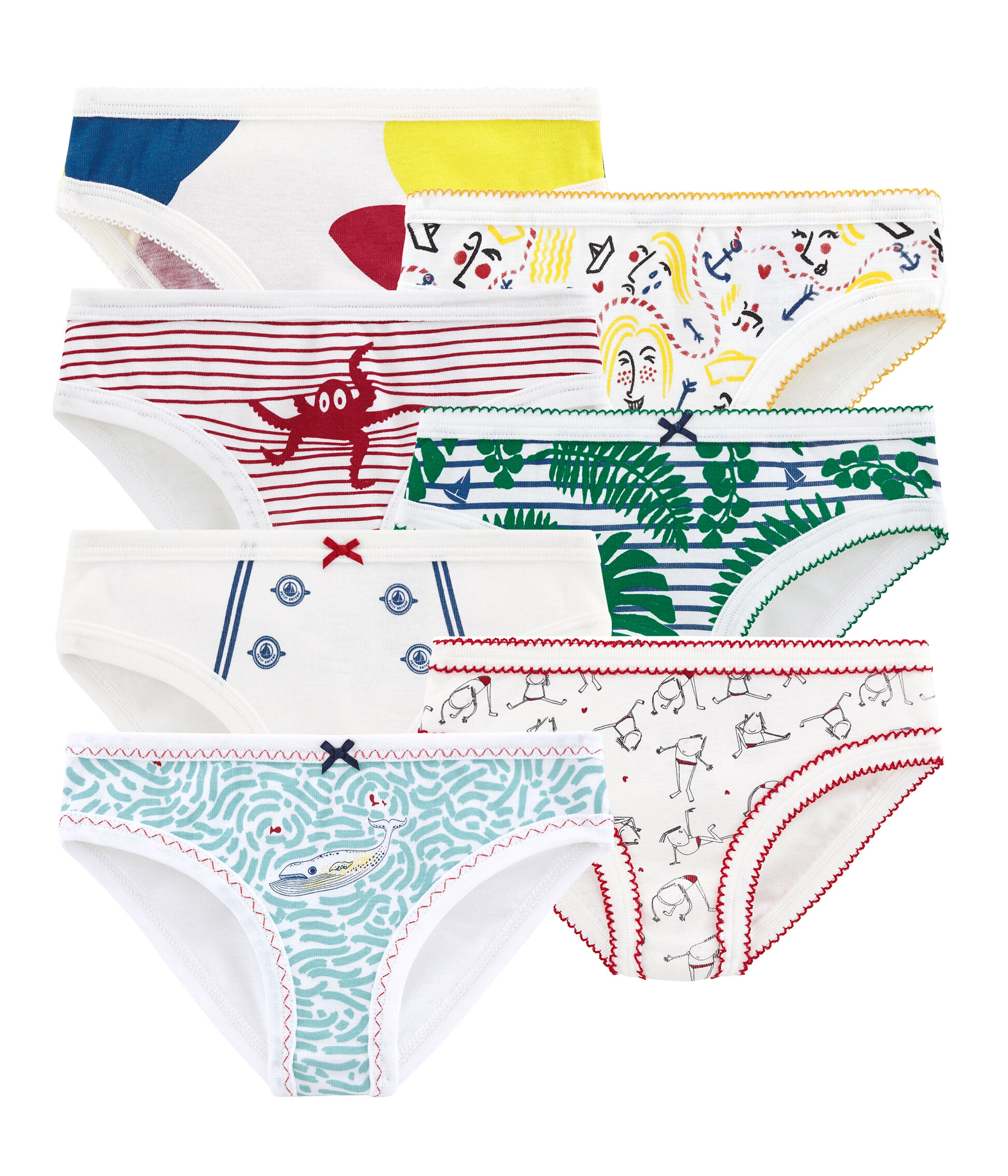Lot de 7 culottes imprim es variante 1 Petit Bateau