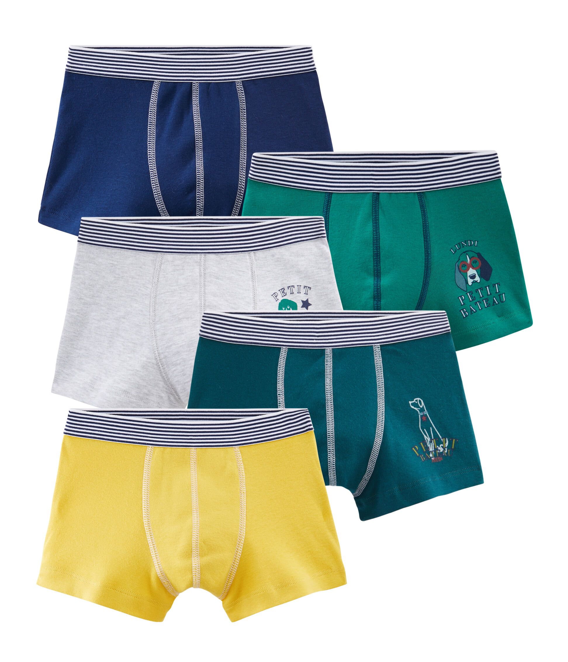 Lot de 5 boxers petit garcon variante 1 Petit Bateau