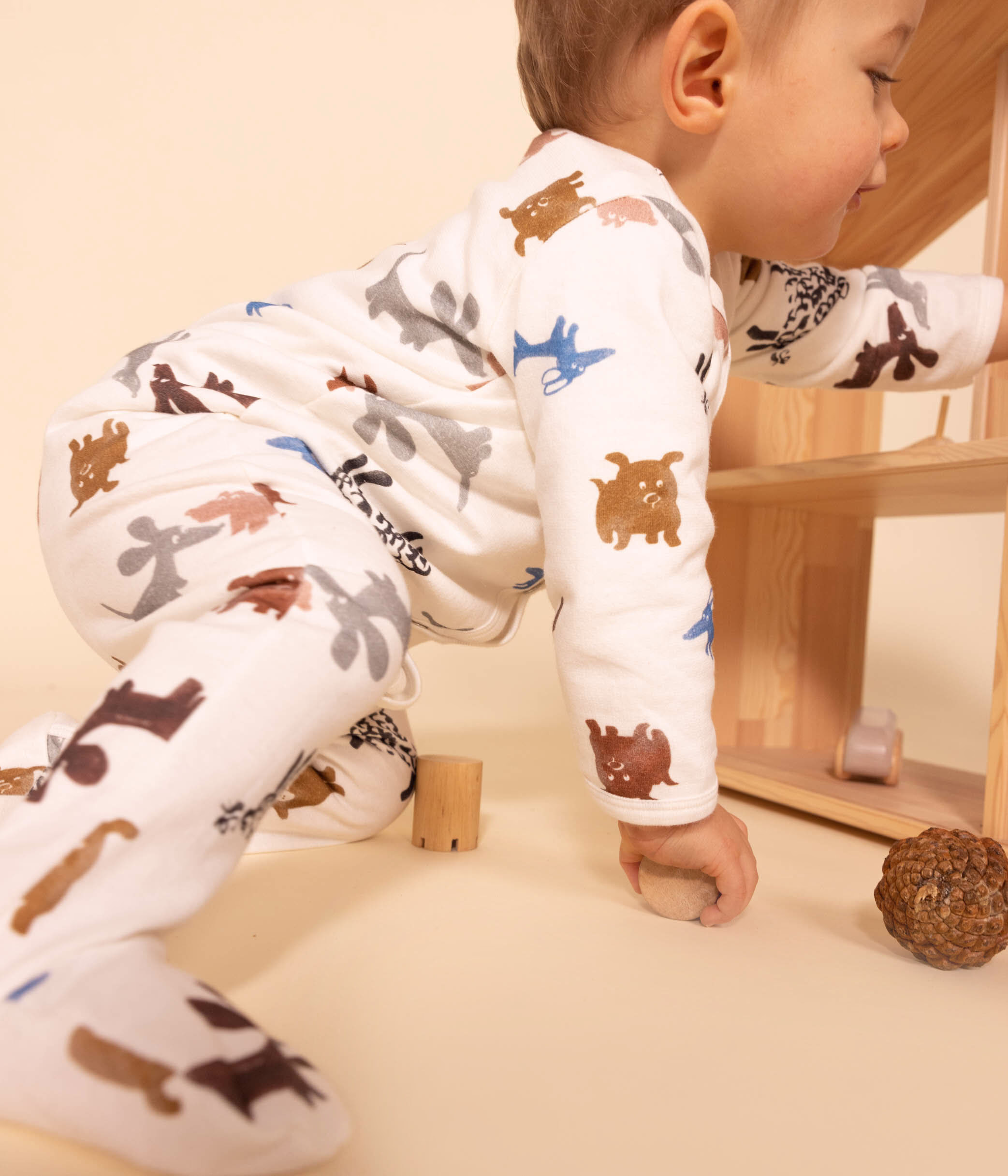 Pyjama b b chiens en molleton MARSHMALLOW MULTICO Petit Bateau