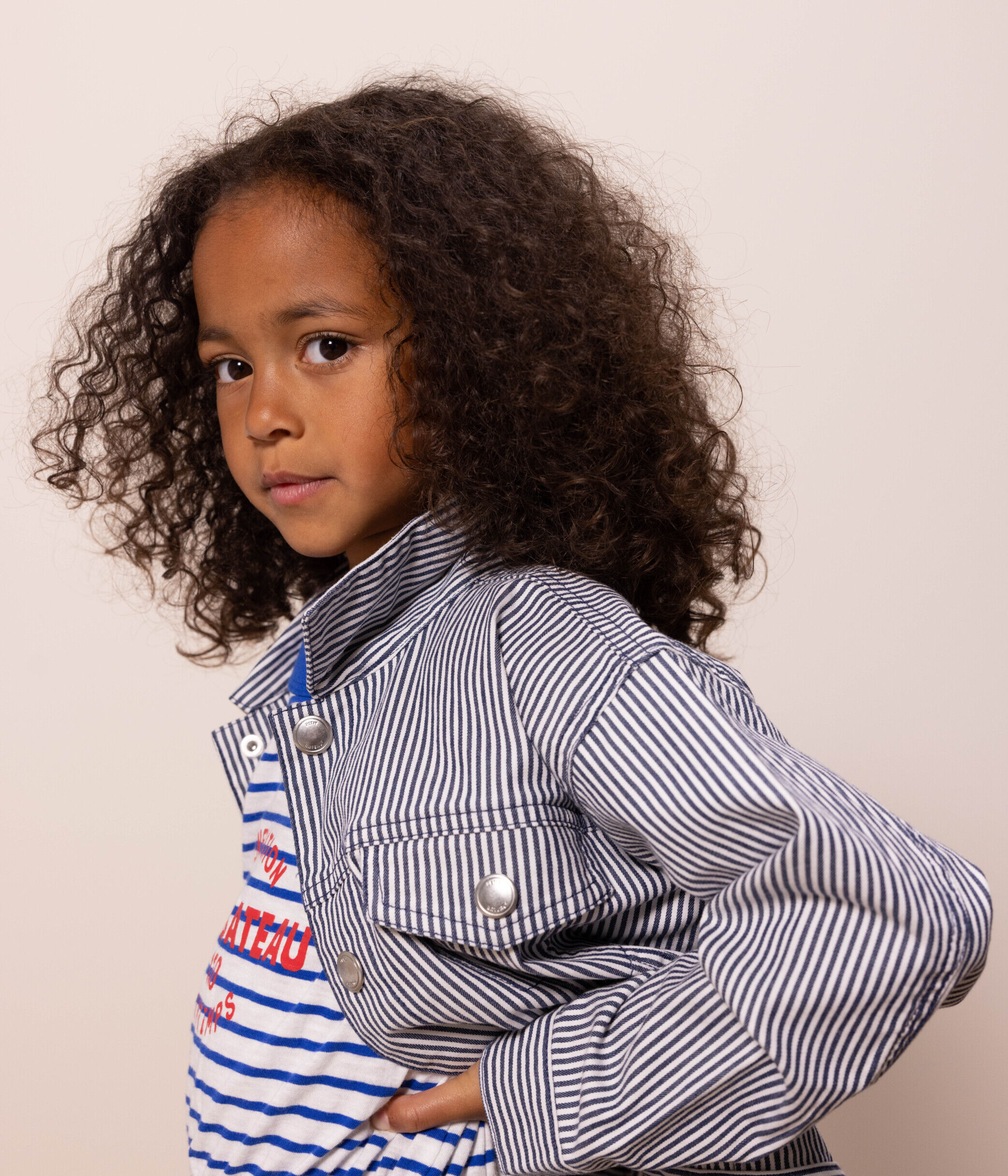 Veste en toile de coton ray e enfant fille MEDIEVAL MARSHMALLOW
