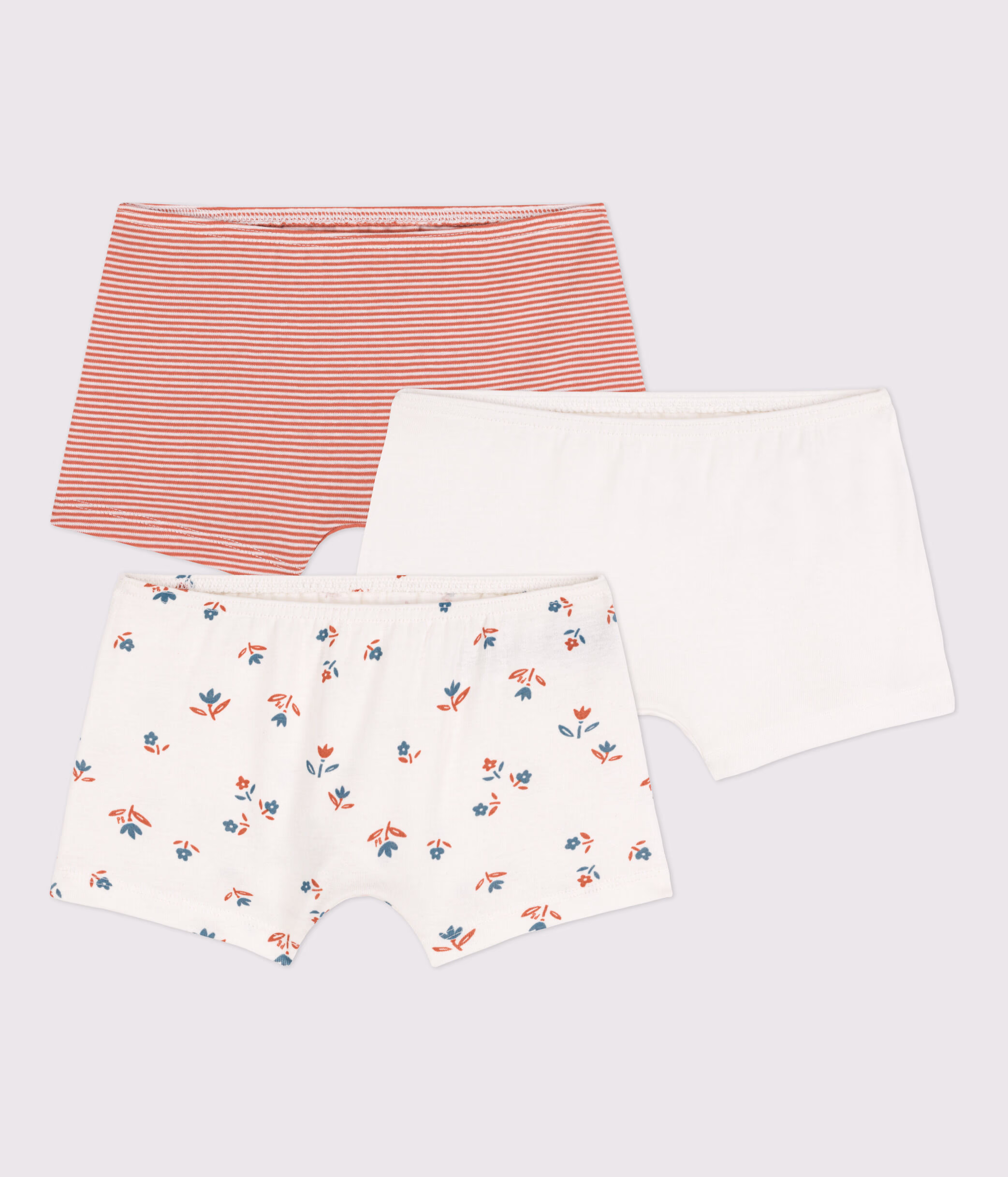 Lot de 3 shorties fleur petite fille en coton A05TH00