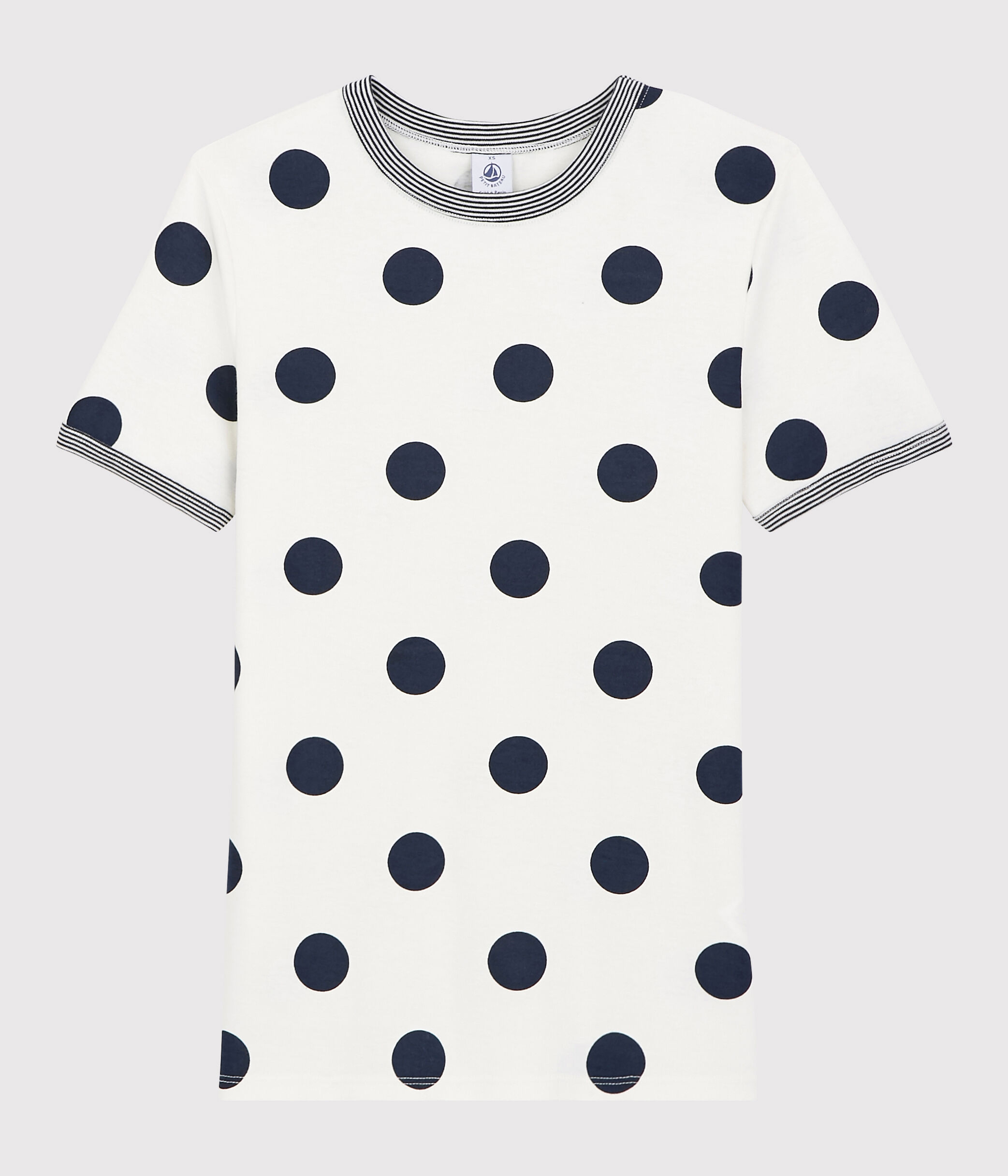 T shirt col rond pois en coton Femme A02A701