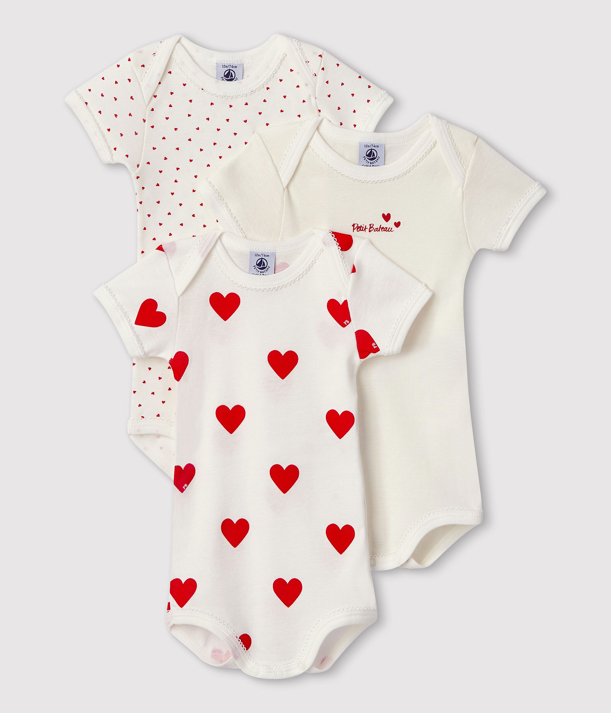 Lot de 3 bodies c ur manches courtes b b en coton variante 1