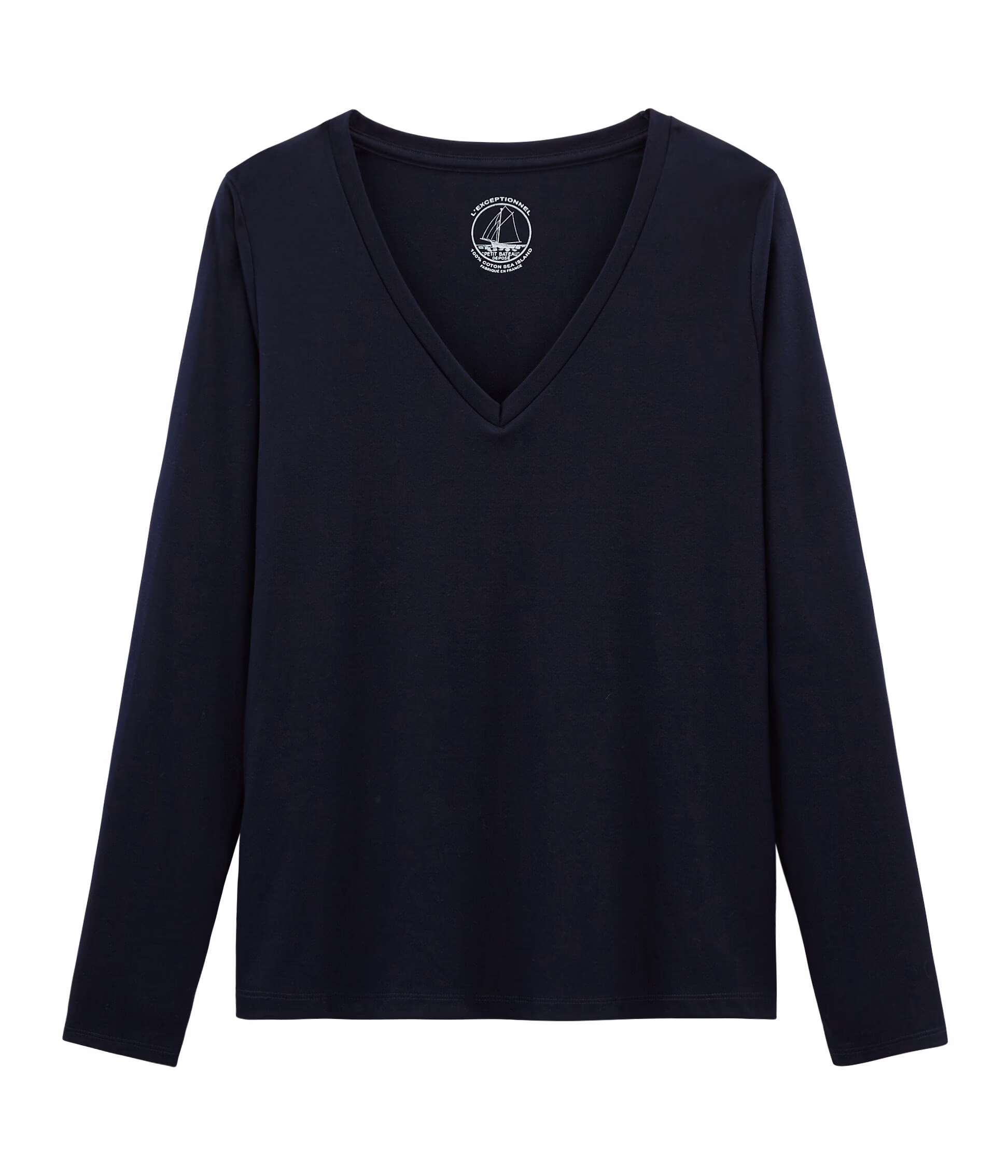 T shirt manche longue col v femme top