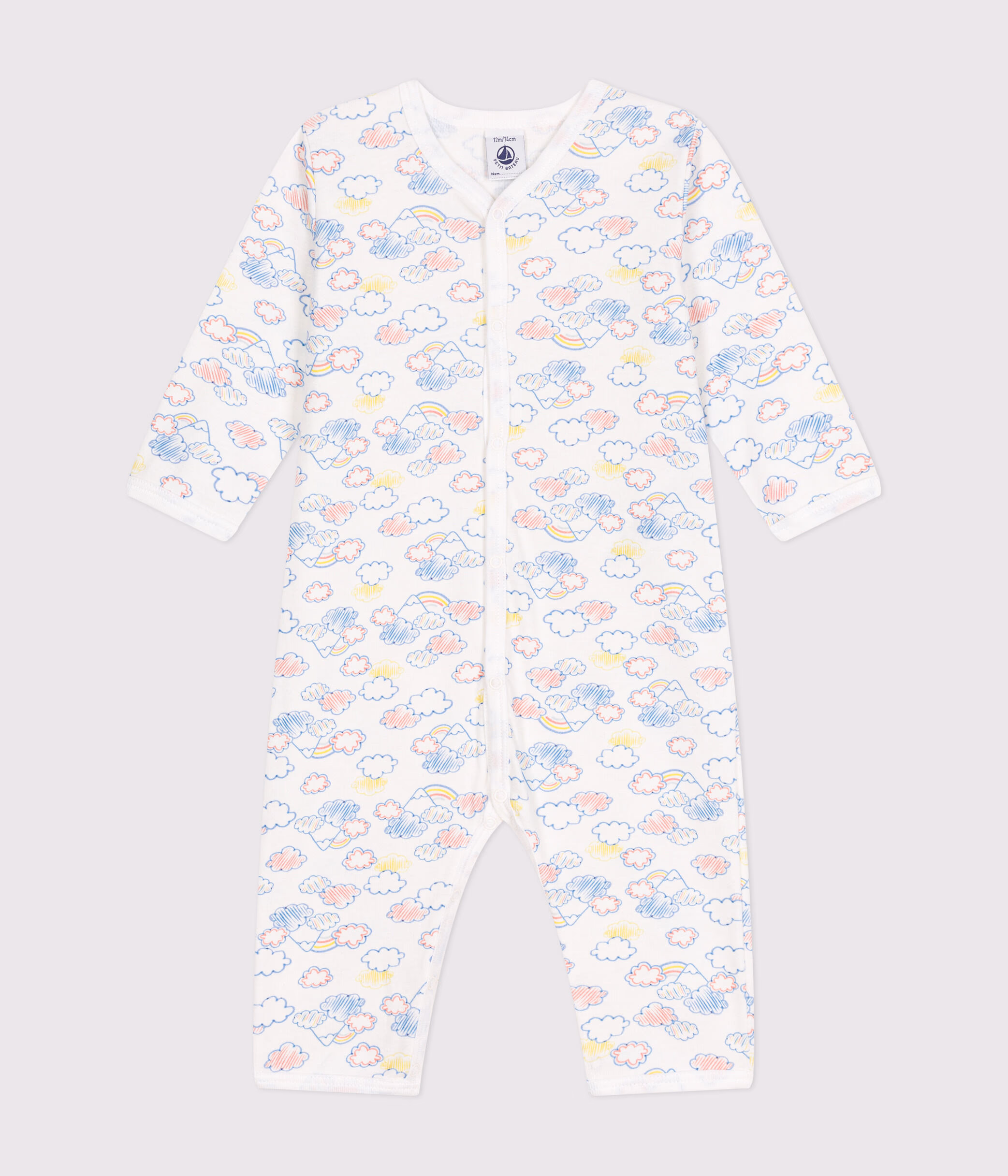 Pyjama sans pieds en coton b b MARSHMALLOW MULTICO Petit Bateau