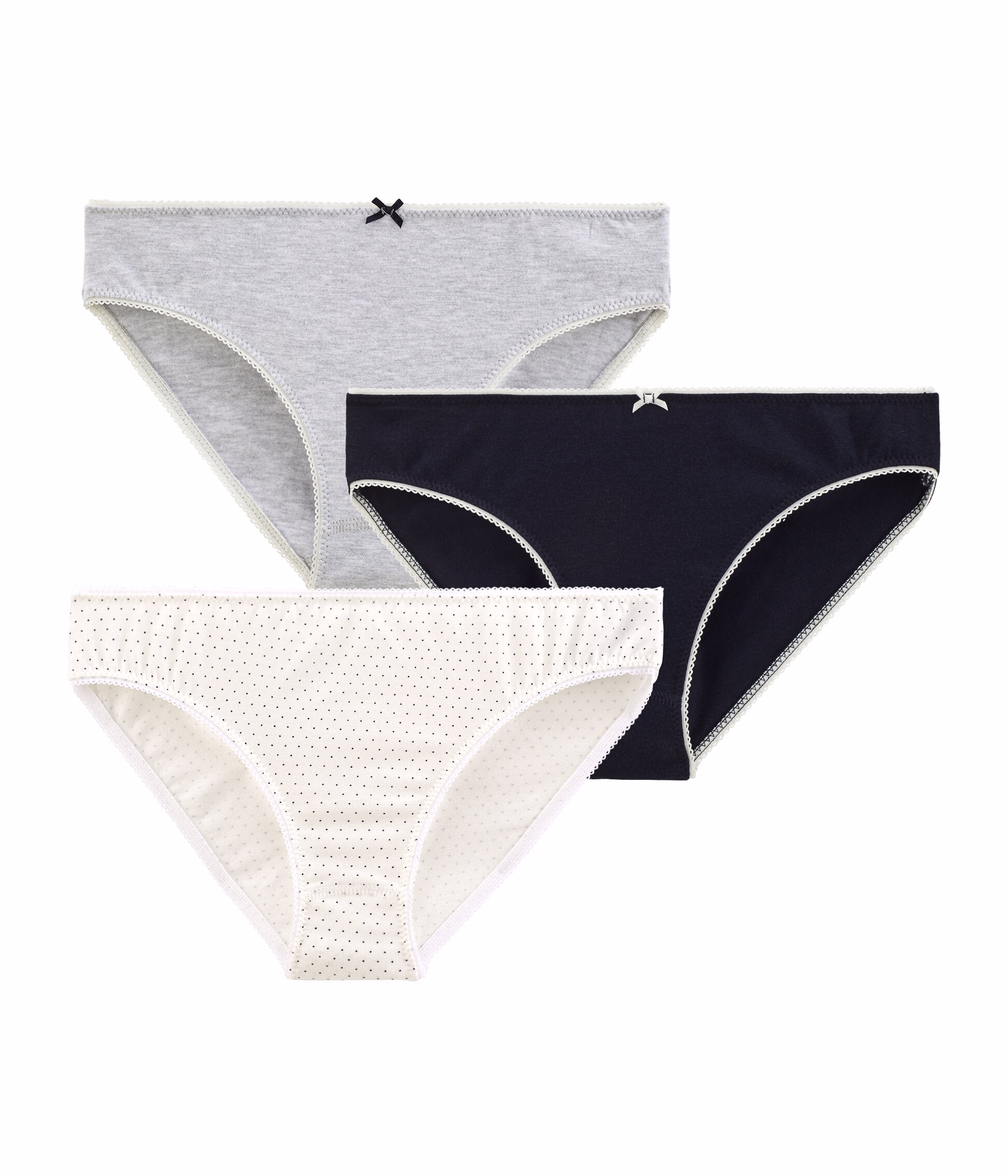 Trio de culottes fille en coton stretch variante 1 Petit Bateau