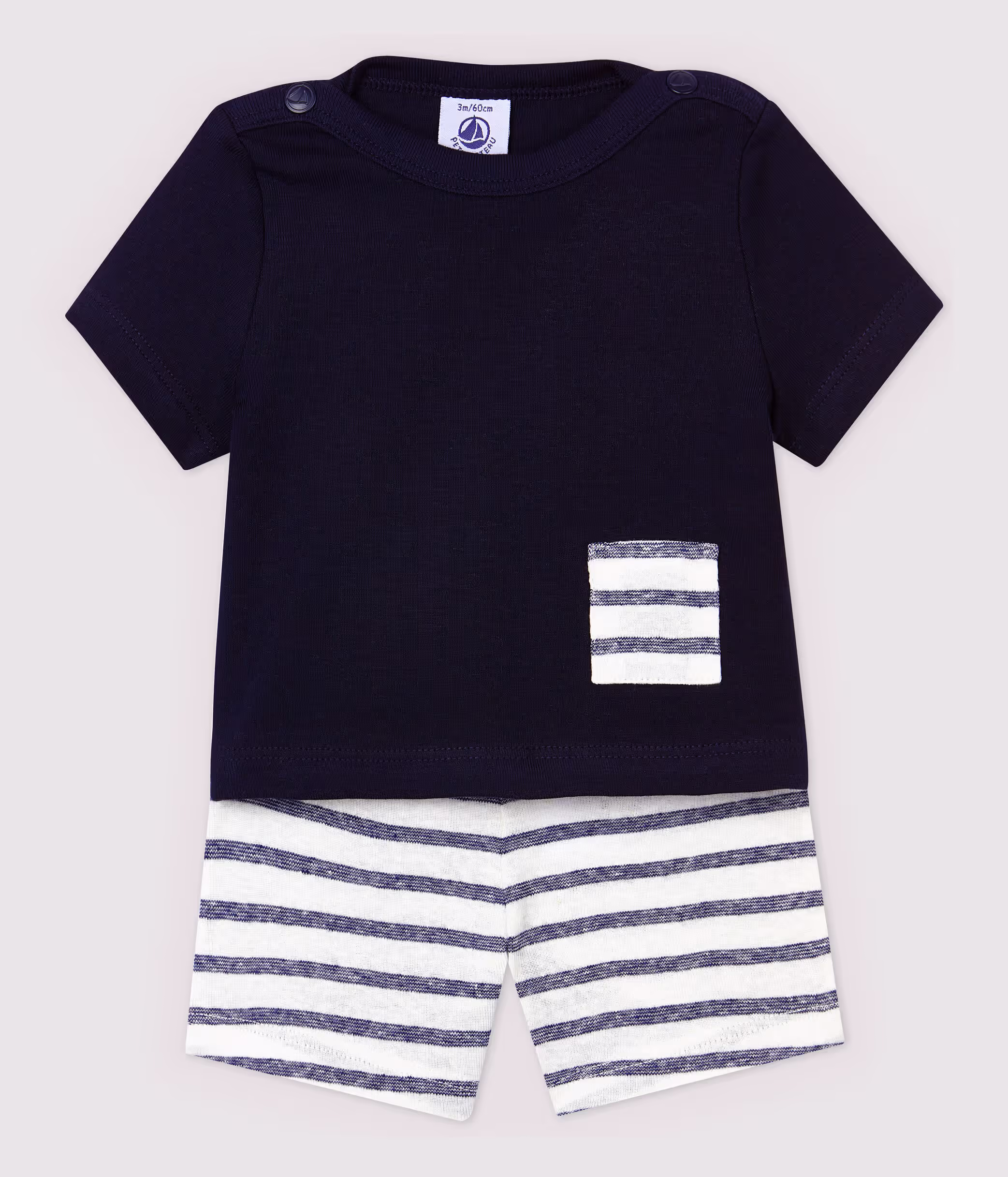 Ensemble tee shirt short en coton lin b b gar on A00R201