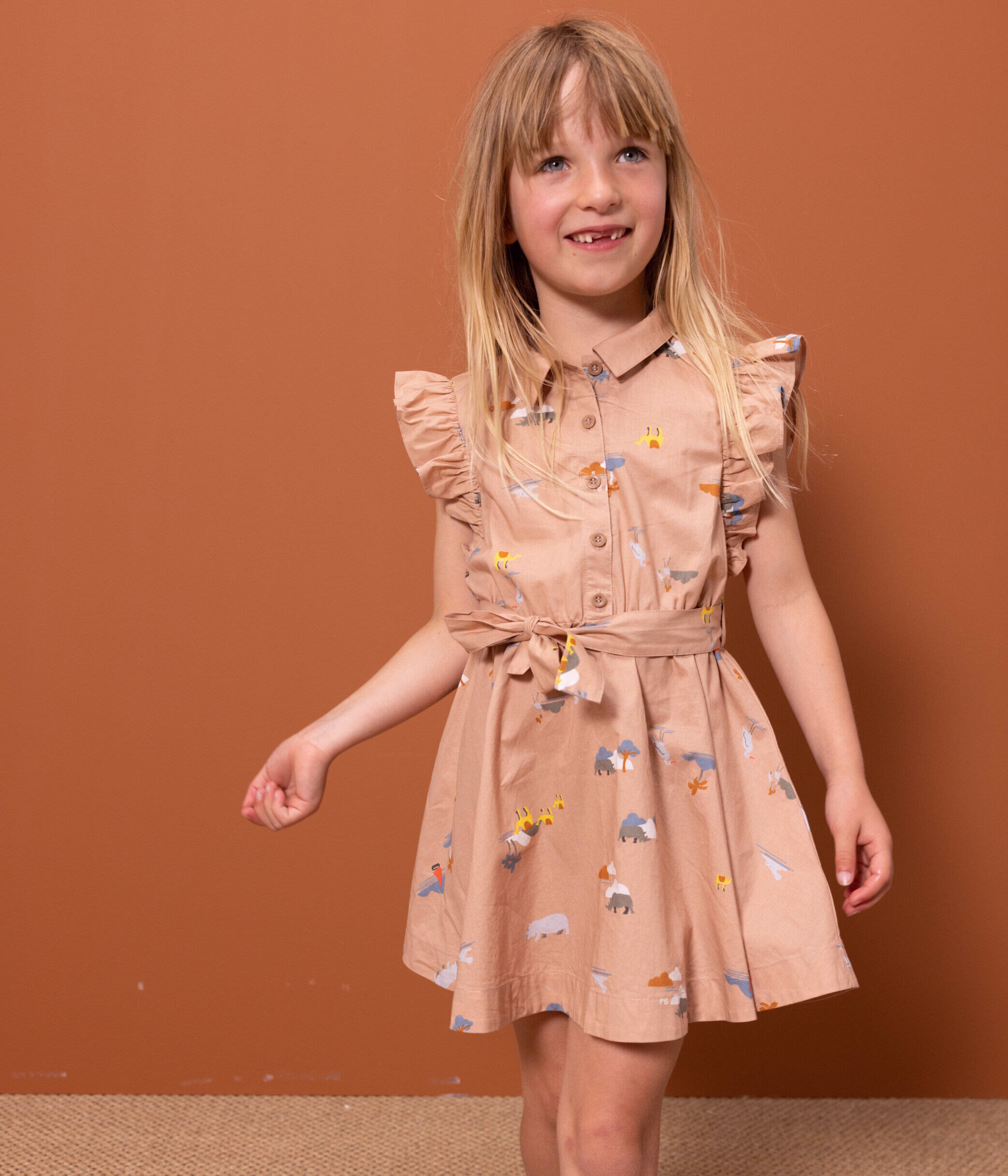 Robe sans manches en popeline enfant fille A06WE01