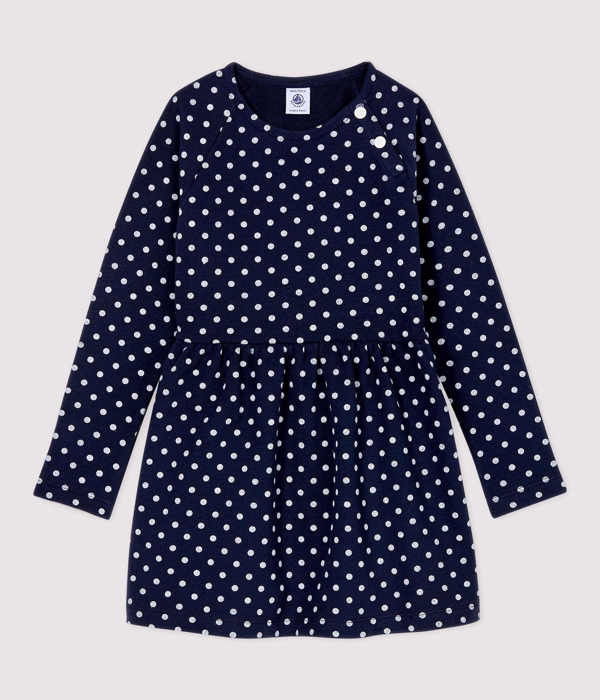 Robe manches longues en molleton enfant fille SMOKING MARSHMALLOW Petit Bateau