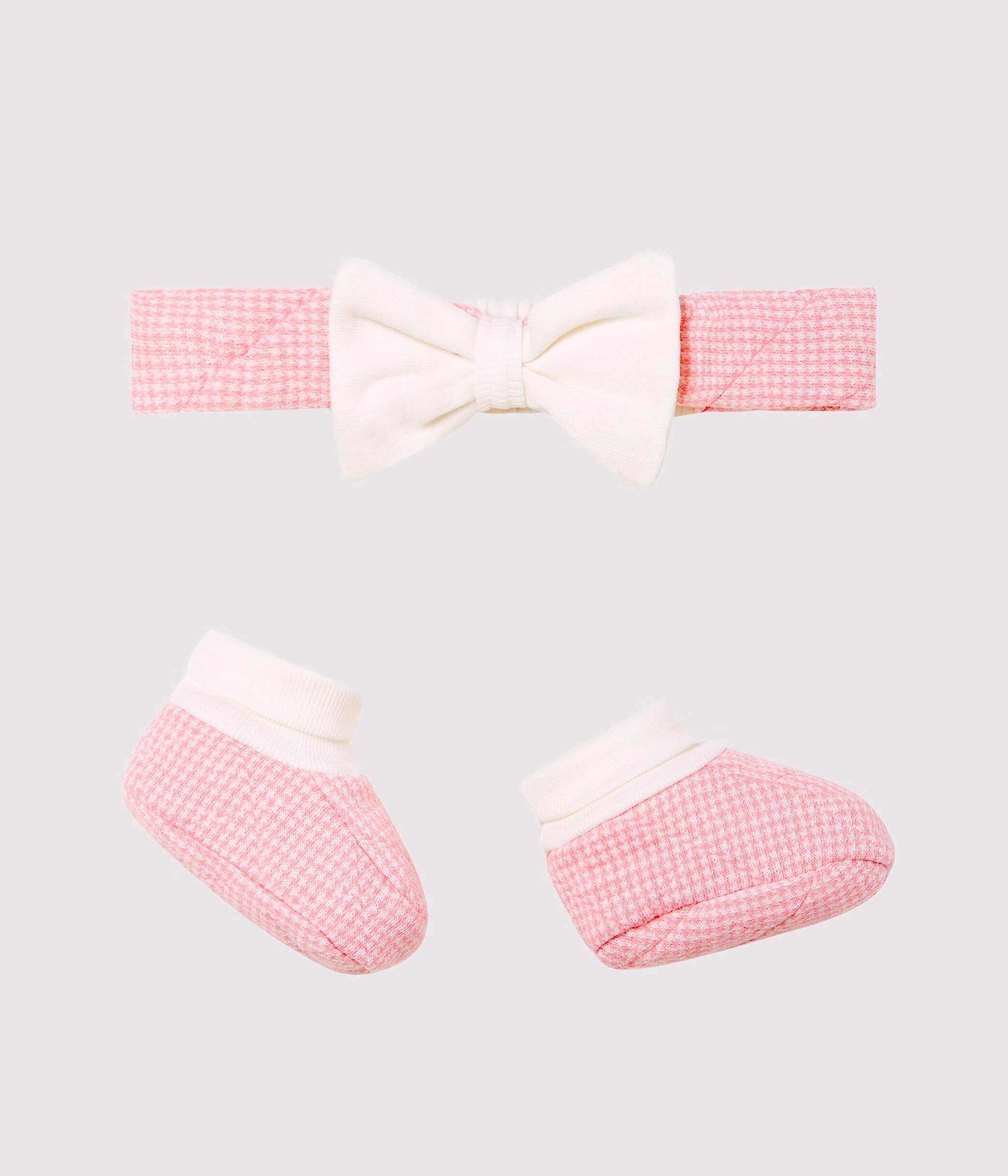Lot bandeau et chaussons b b fille en tubique matelass variante