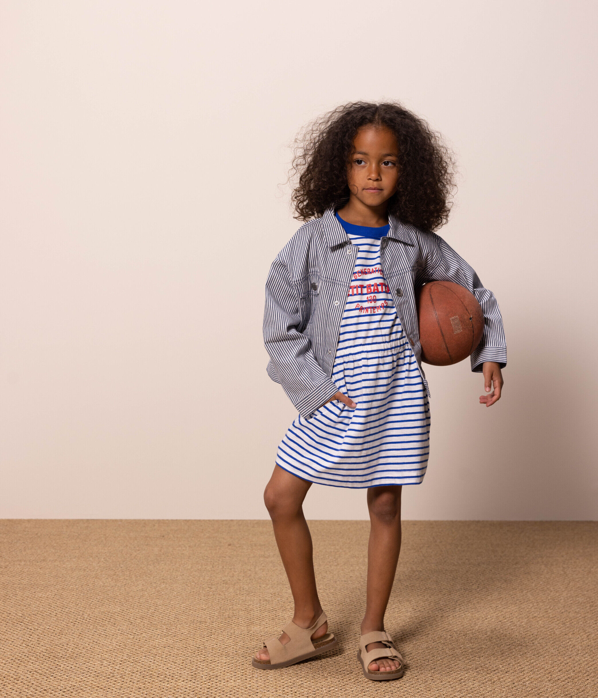 Veste en toile de coton ray e enfant fille MEDIEVAL MARSHMALLOW