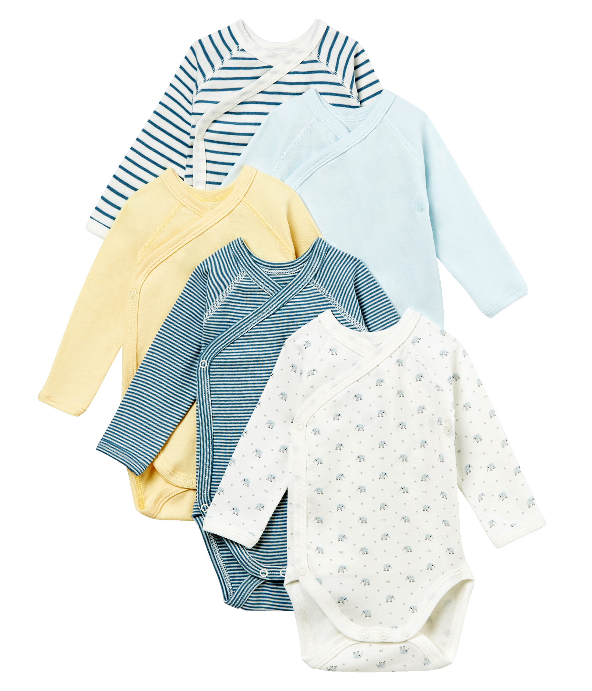 Lot De 5 Bodies Naissance Bebe Garcon Variante 1 Petit Bateau