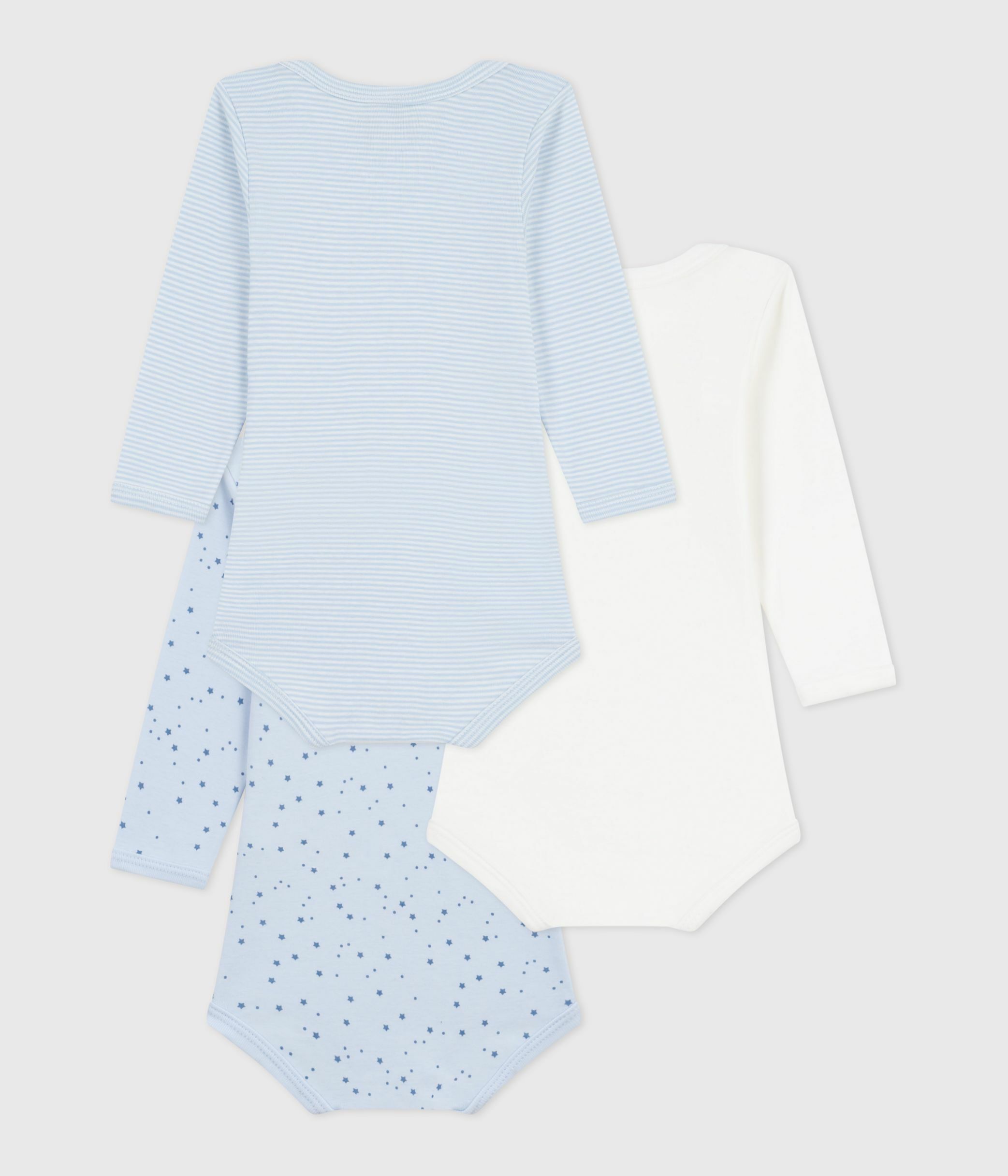 Body Bébé Manches Courtes Ours étoilés Bleus - 100% Coton, 3-24 Mois, Encolure épaule, été