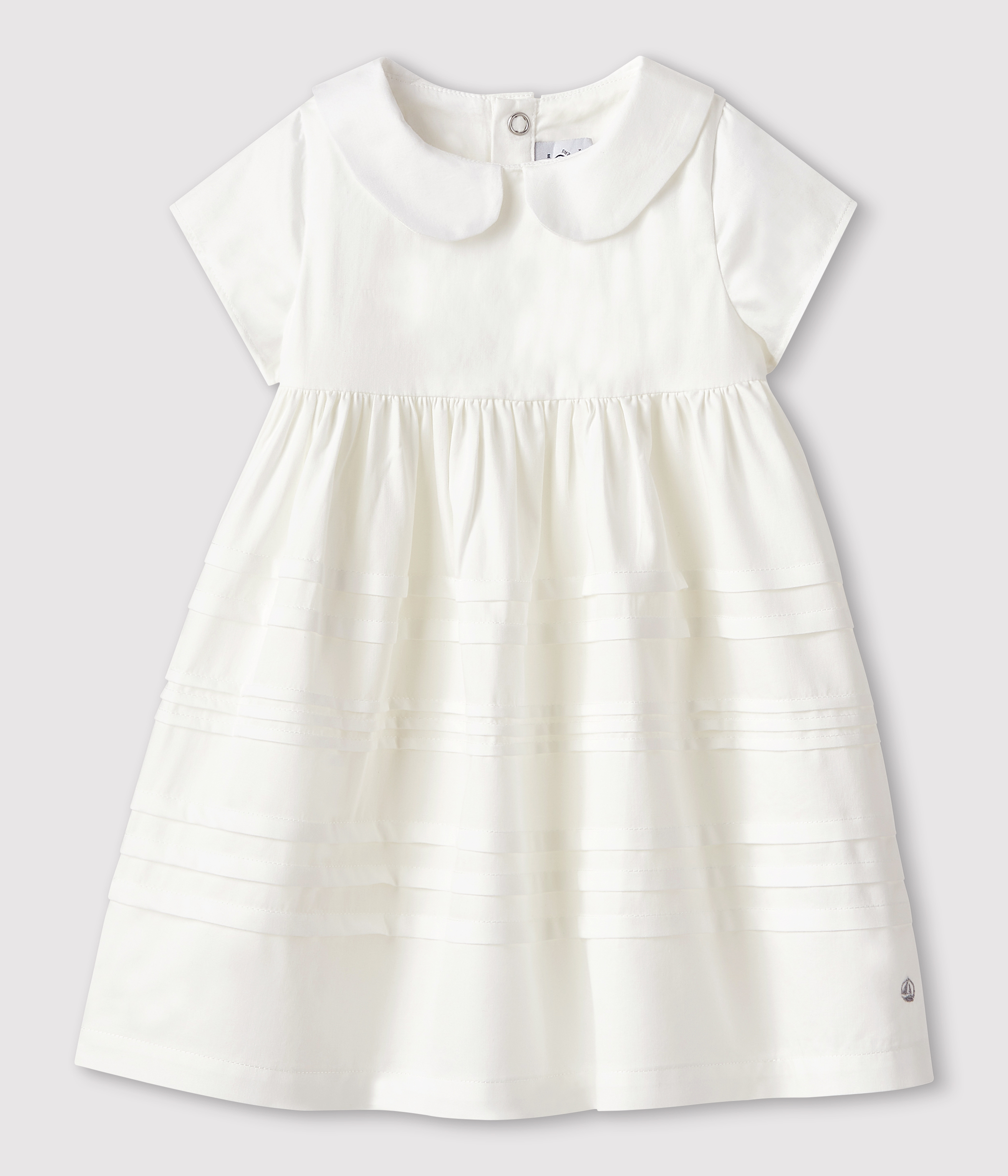 Ensemble robe en satin de coton + bloomer de cérémonie pour bébé fille