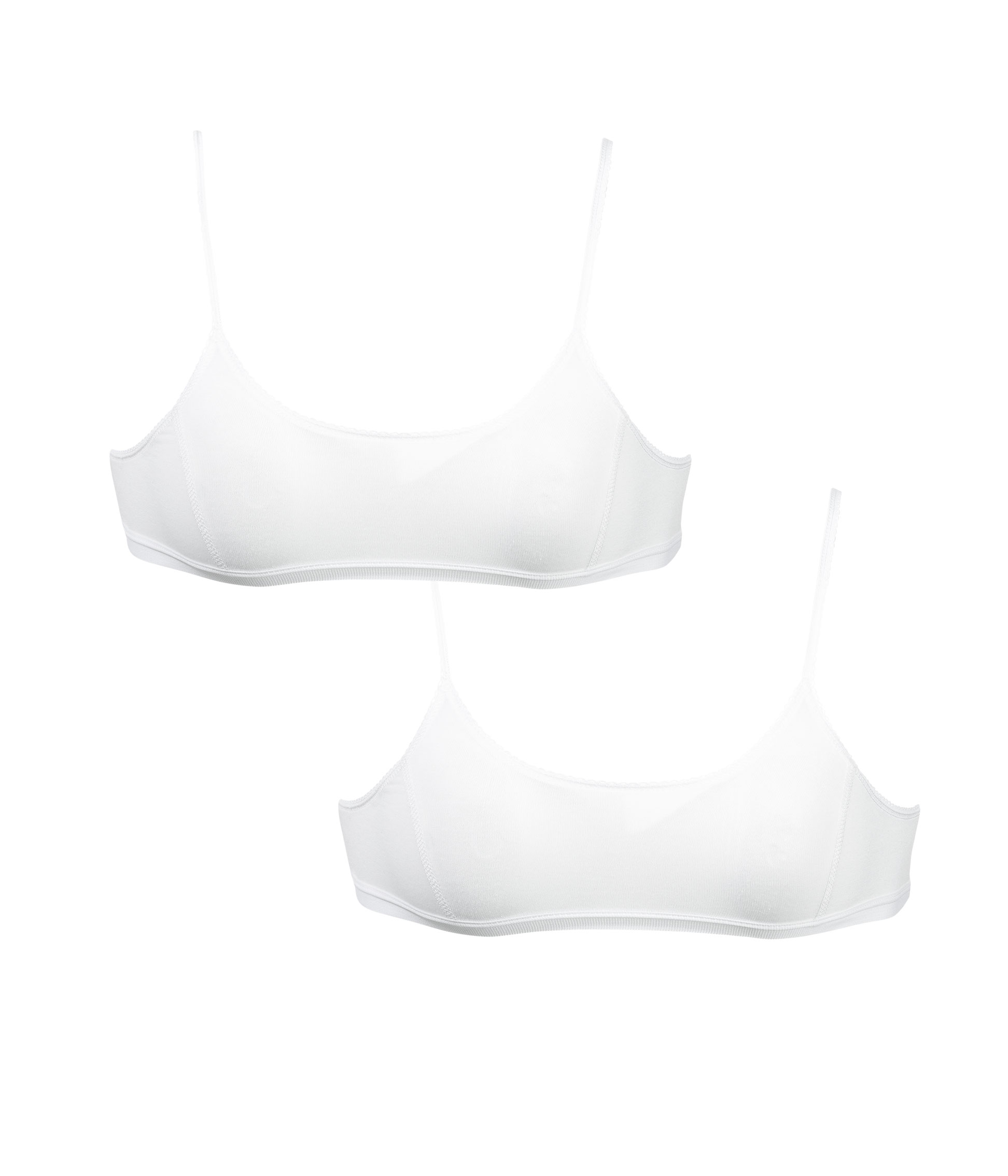Brassières à fines bretelles en jersey - Lot de 2 - Blanc/rose - Fille - 8.00