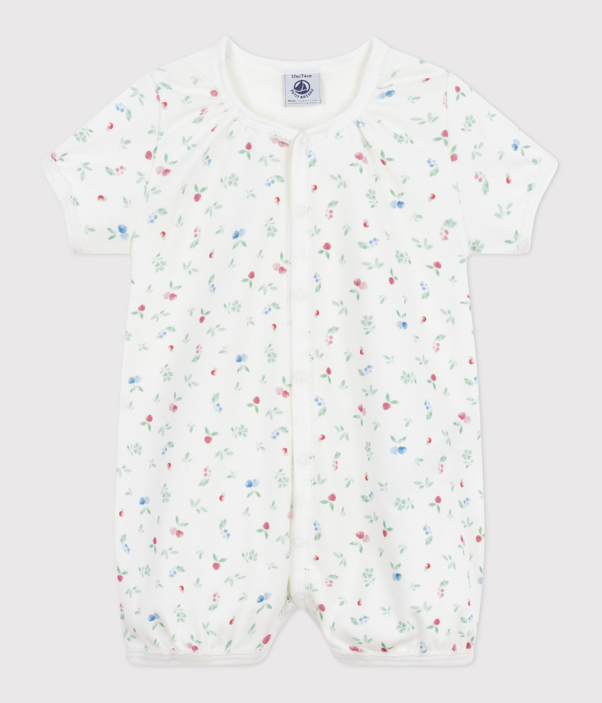 Combinaison Courte Petit Bateau Pour Bébé Garçon – Côté Bio, Motifs Baleines Marines, été Léger