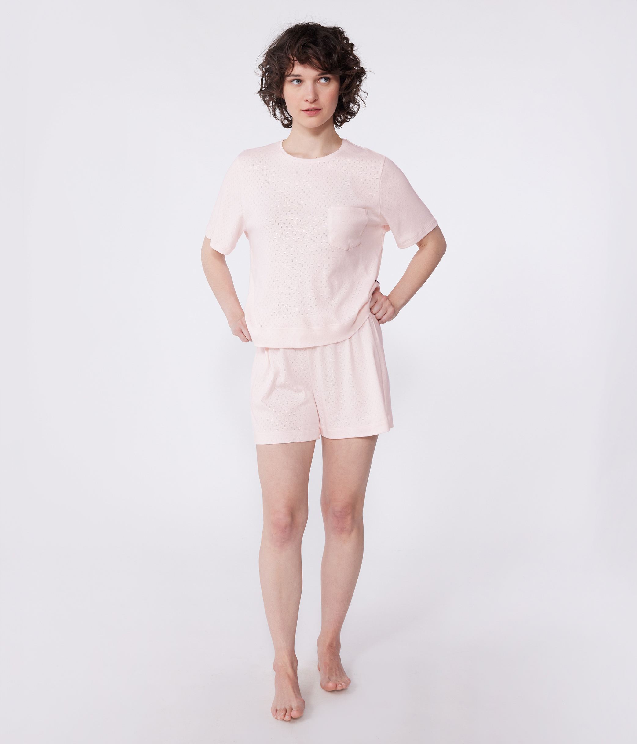 T-shirt col rond manches courtes, blanc