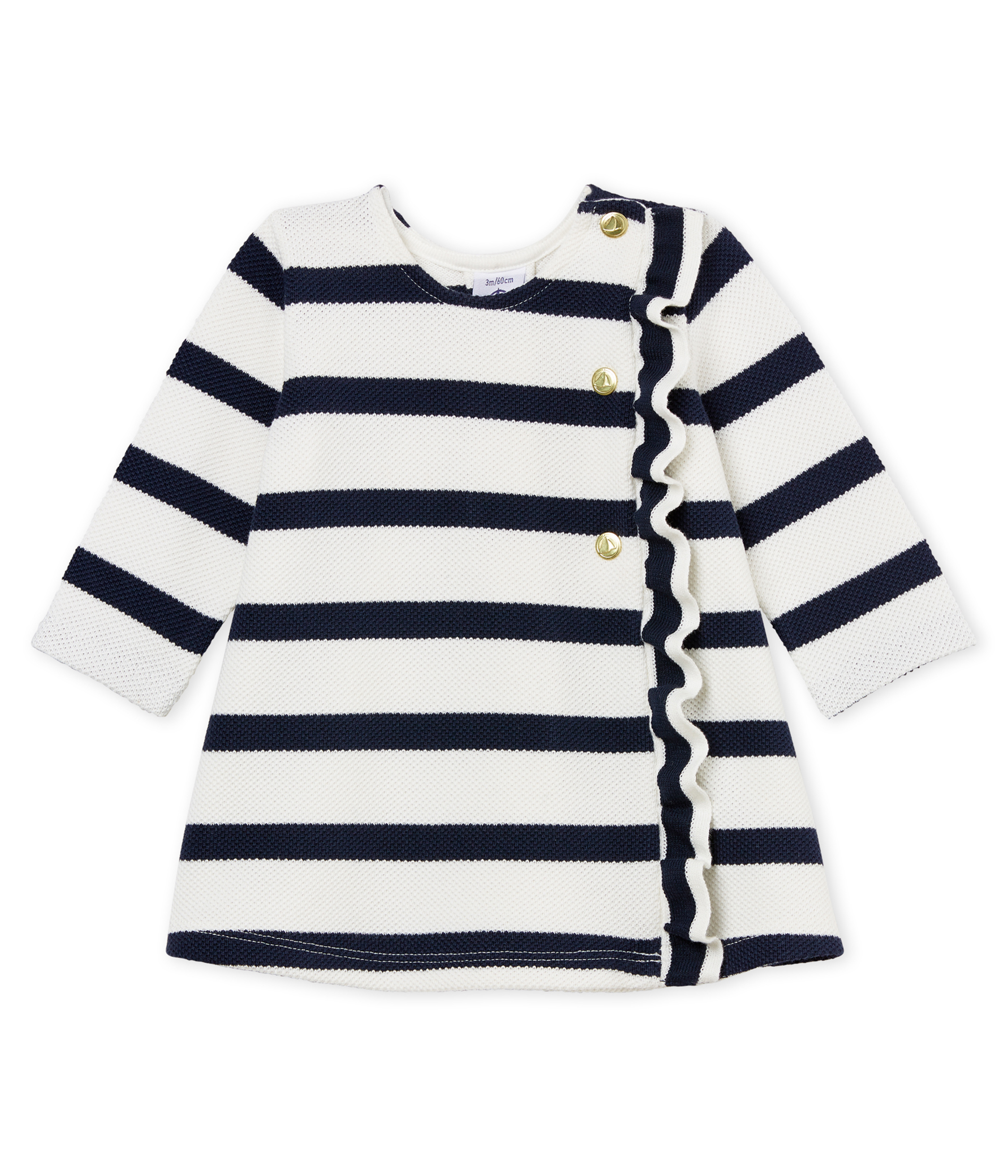 Robe manches longues à rayure marinière bébé fille