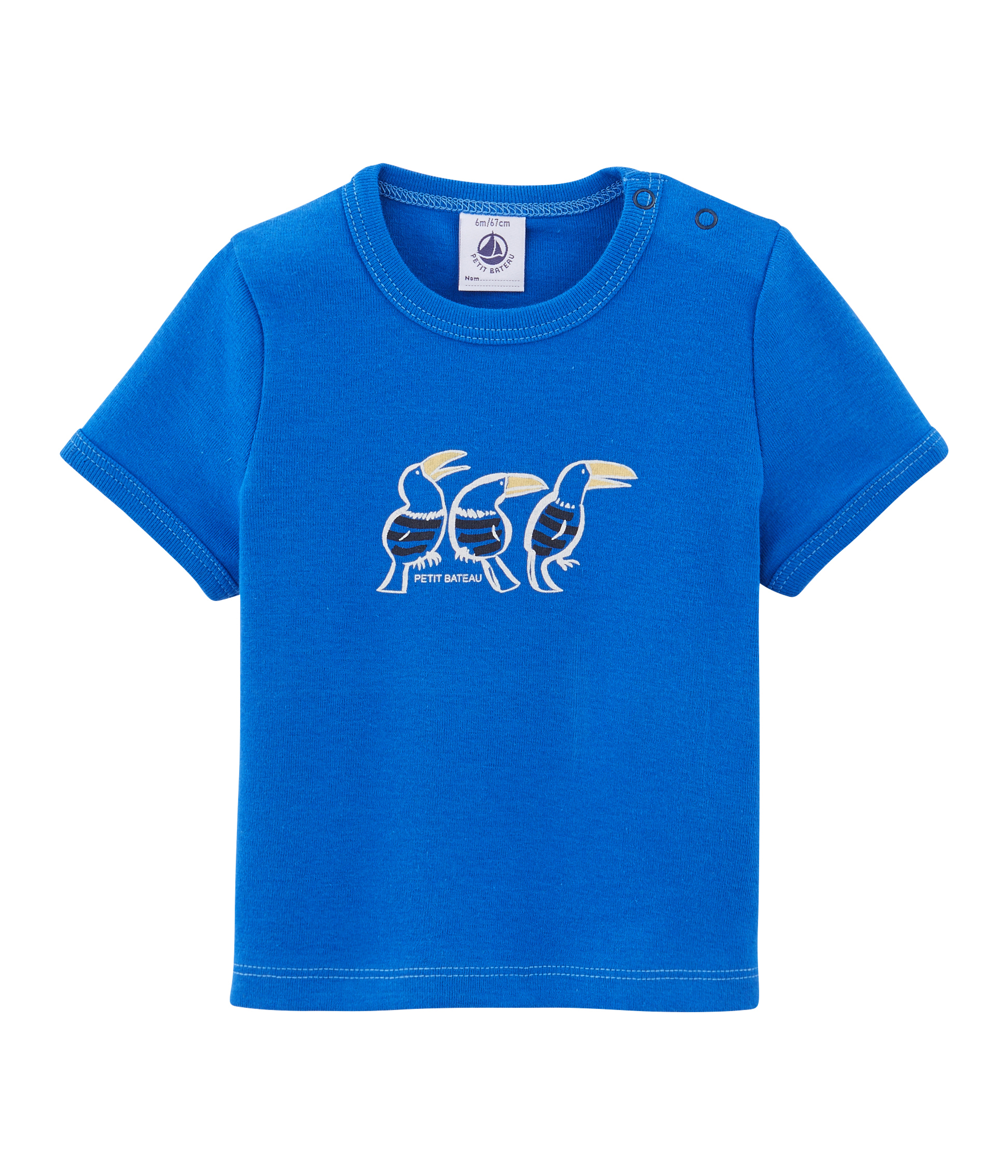 Tee-Shirt Manches Courtes Petit Bateau - 100% Coton - Pour Bébé Garçon - Facile à Enfiler