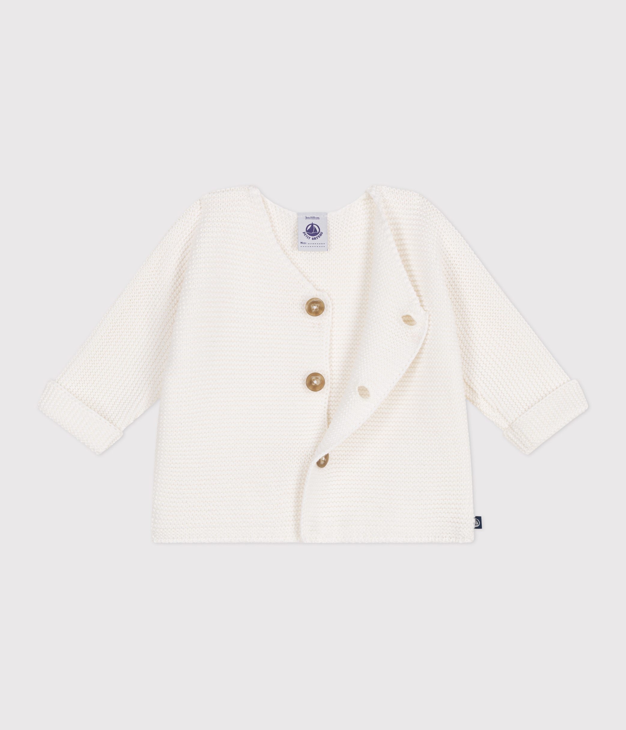 Cardigan bébé mixte en coton uni MARSHMALLOW A0CES13 | Petit Bateau