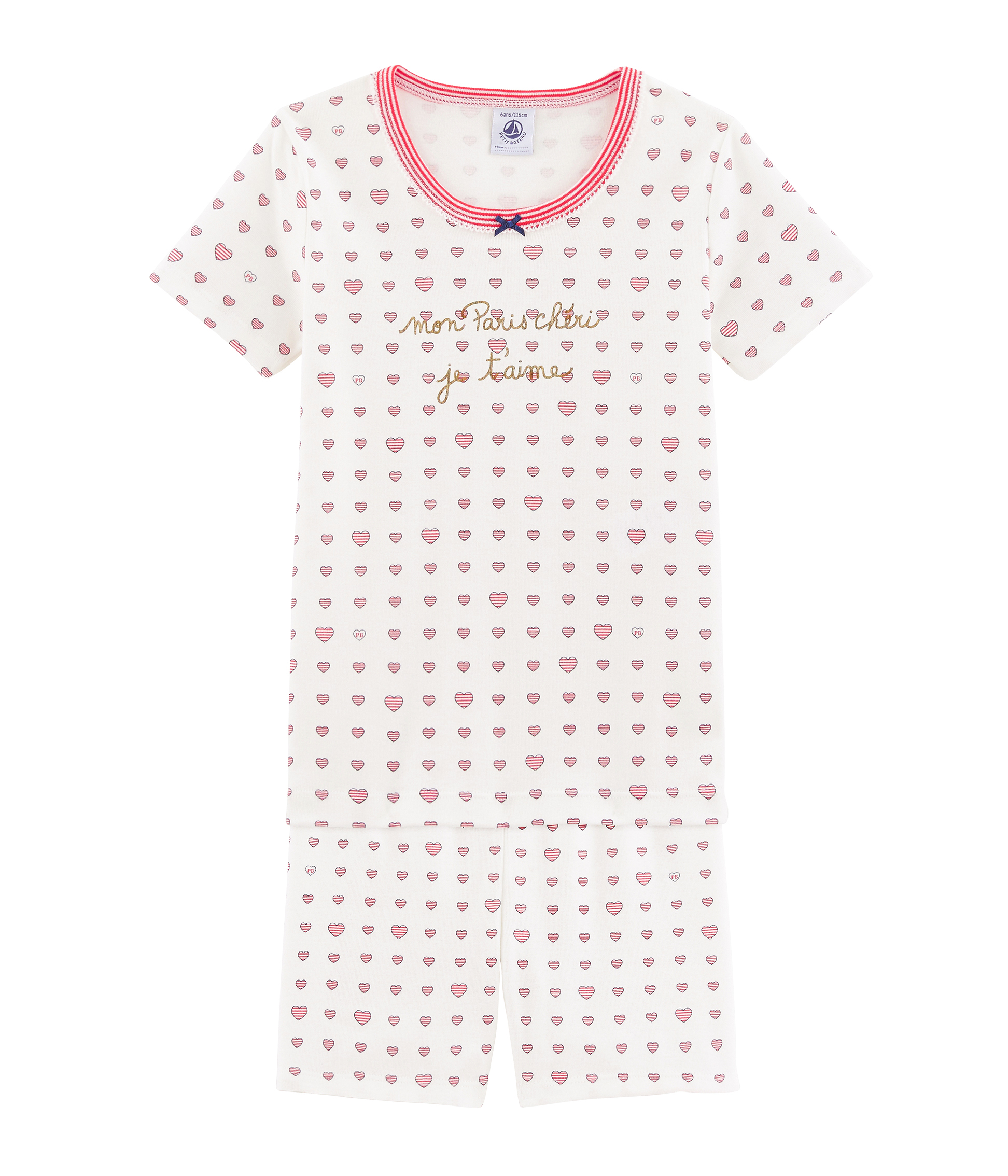 Petit Bateau Pyjacourt Fille - Pyjama Côte Rayée Confortable