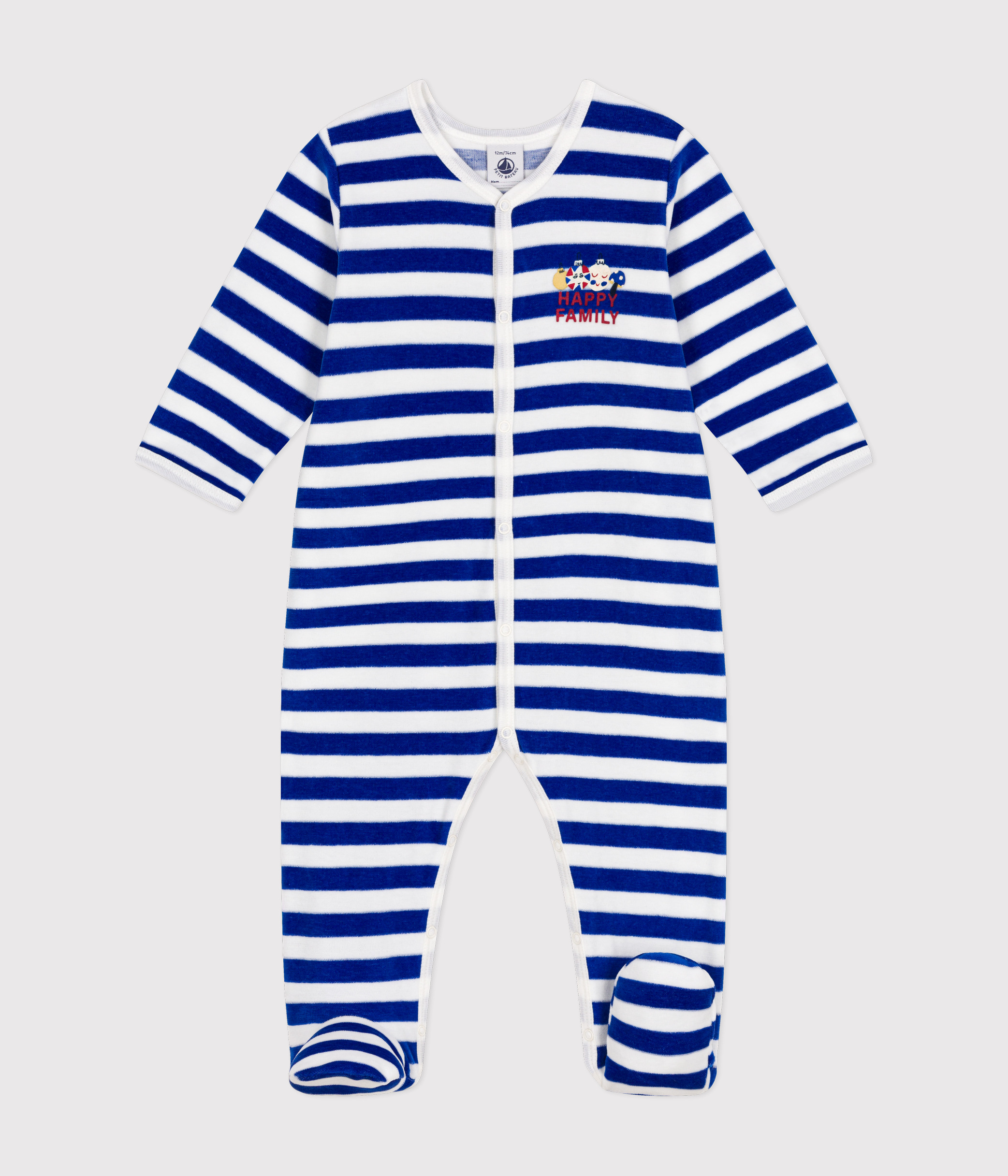 Pyjama Bébé Garçon Noël Velours – Broderies Thème Noël, Pieds Antidérapants, Taille 12 Mois (74 Cm) - 12