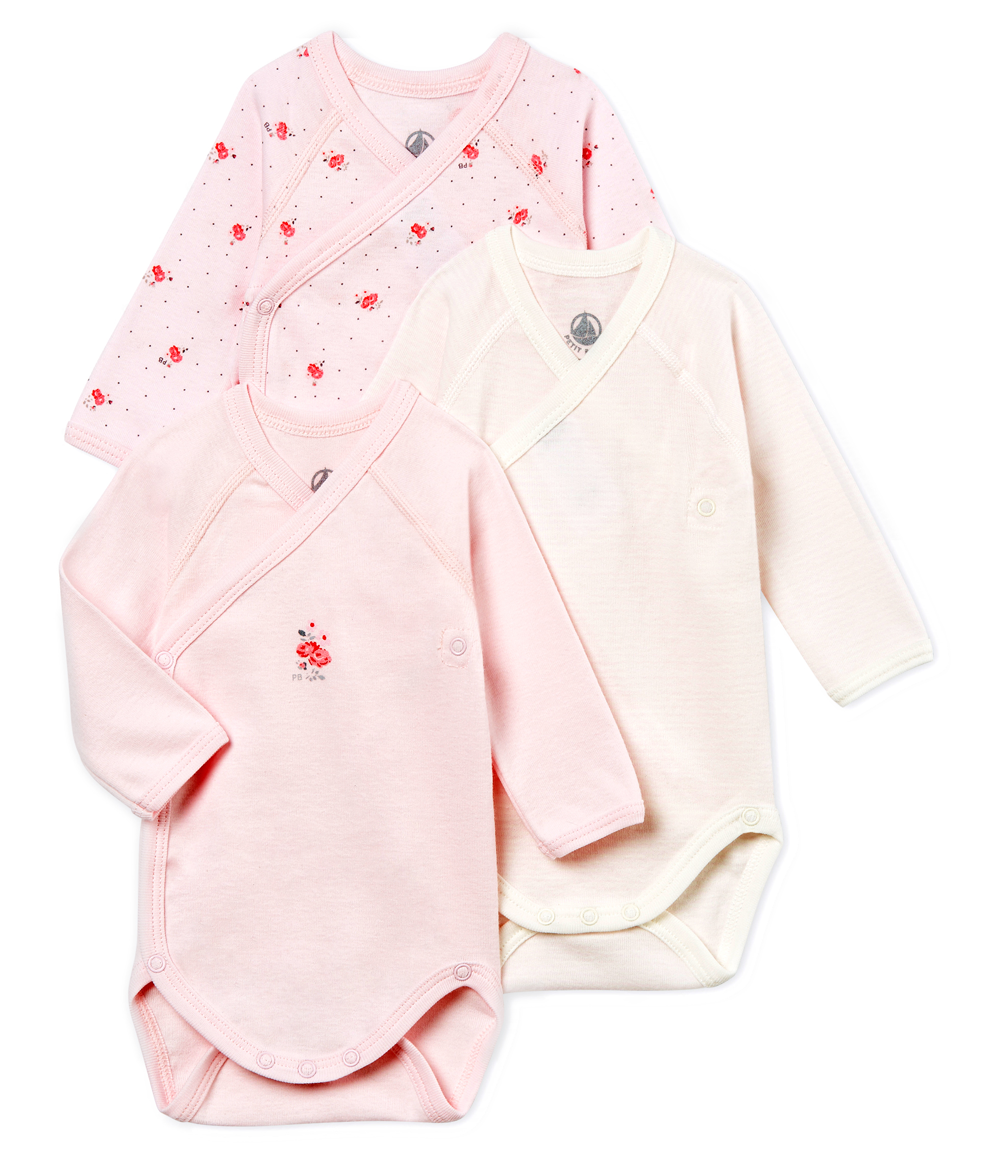 Lot de 3 bodies naissance manches longues bébé mixte