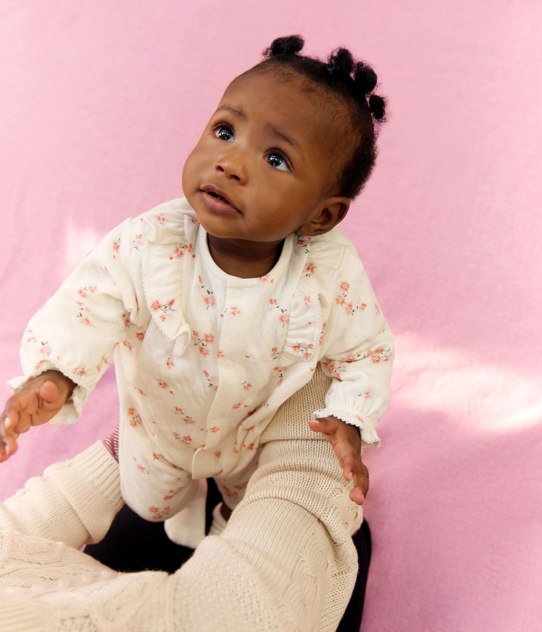 Combinaison bébé en coton à volants, imprimé fleurs