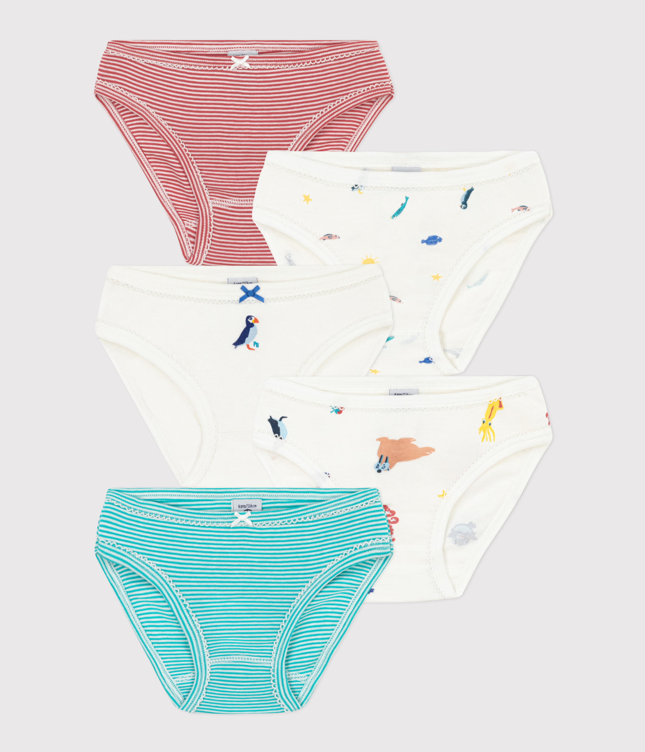 Culotte fille rose/blanc 100% coton 6 ans PETIT BATEAU : le lot de