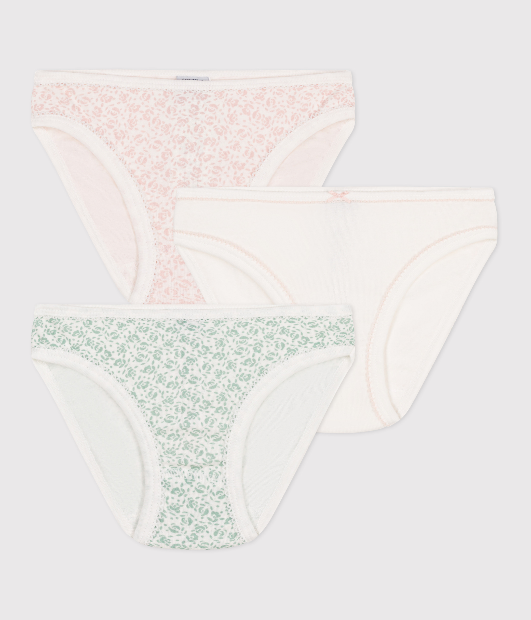 Petit Bateau Lot De 3 Culottes Fille Coton Extensible - Rayures, Cœurs Et Unie, Confort Quotidien 10 Ans