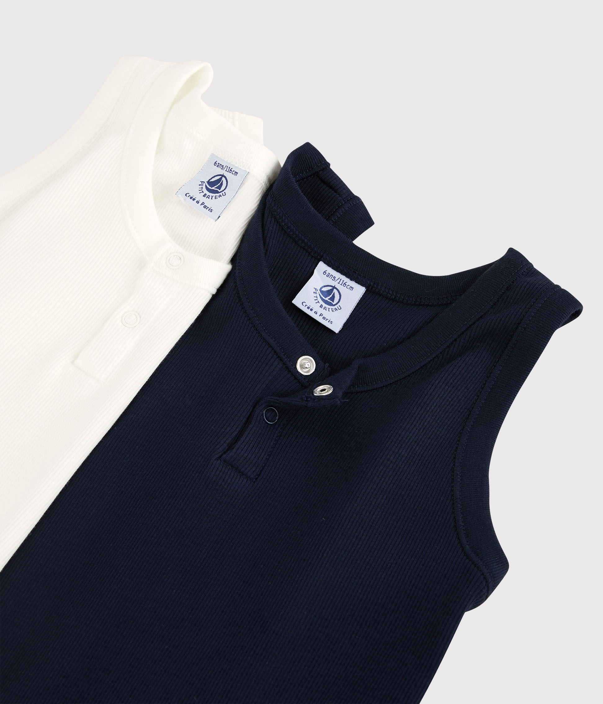 Petit Bateau Lot De 2 Débardeurs Garçon En Coton Bio - Iconiques Et Ultra Confortables