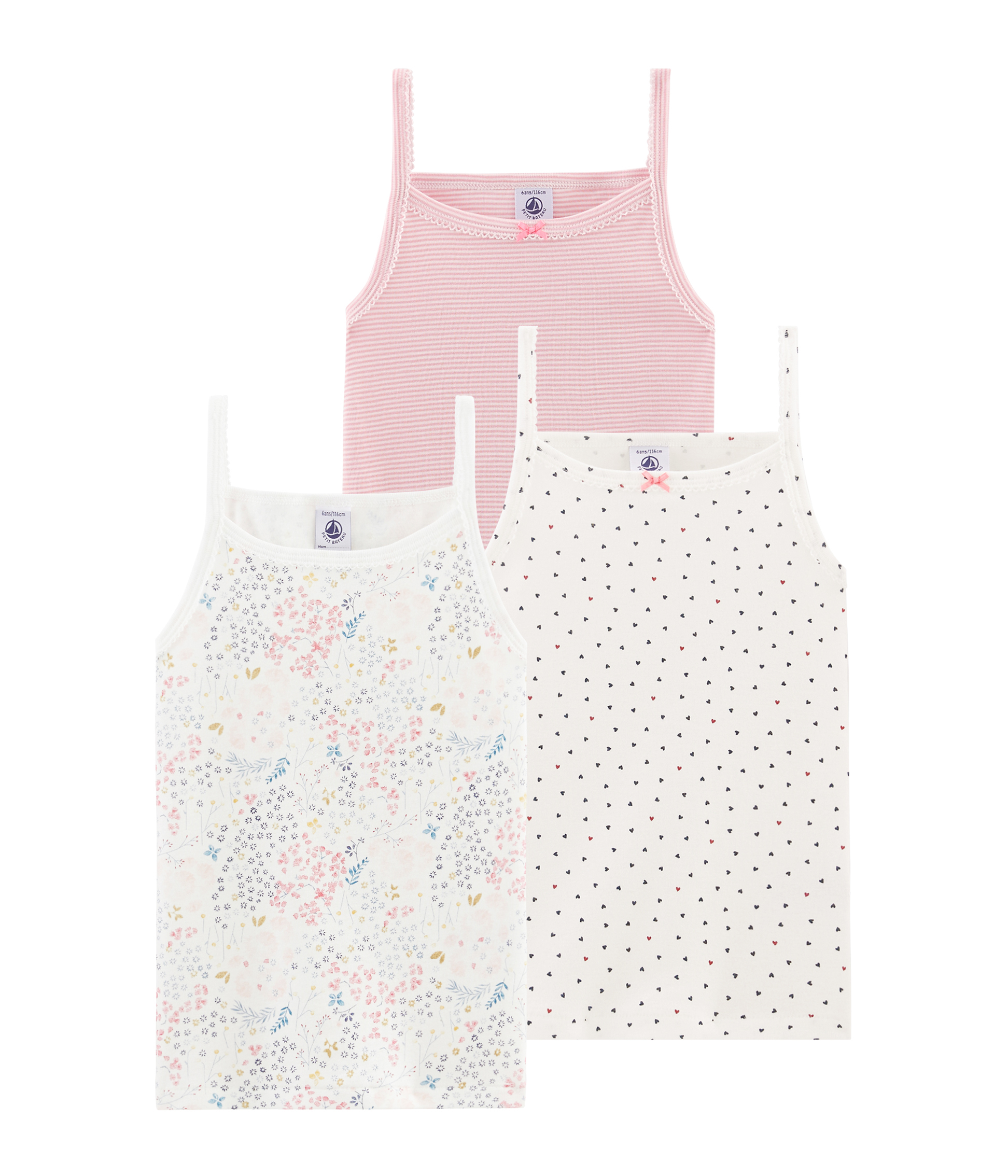 Lot De 2 Chemises à Bretelles Fille Petit Bateau - Coton Bio Doux Avec Finitions Picots