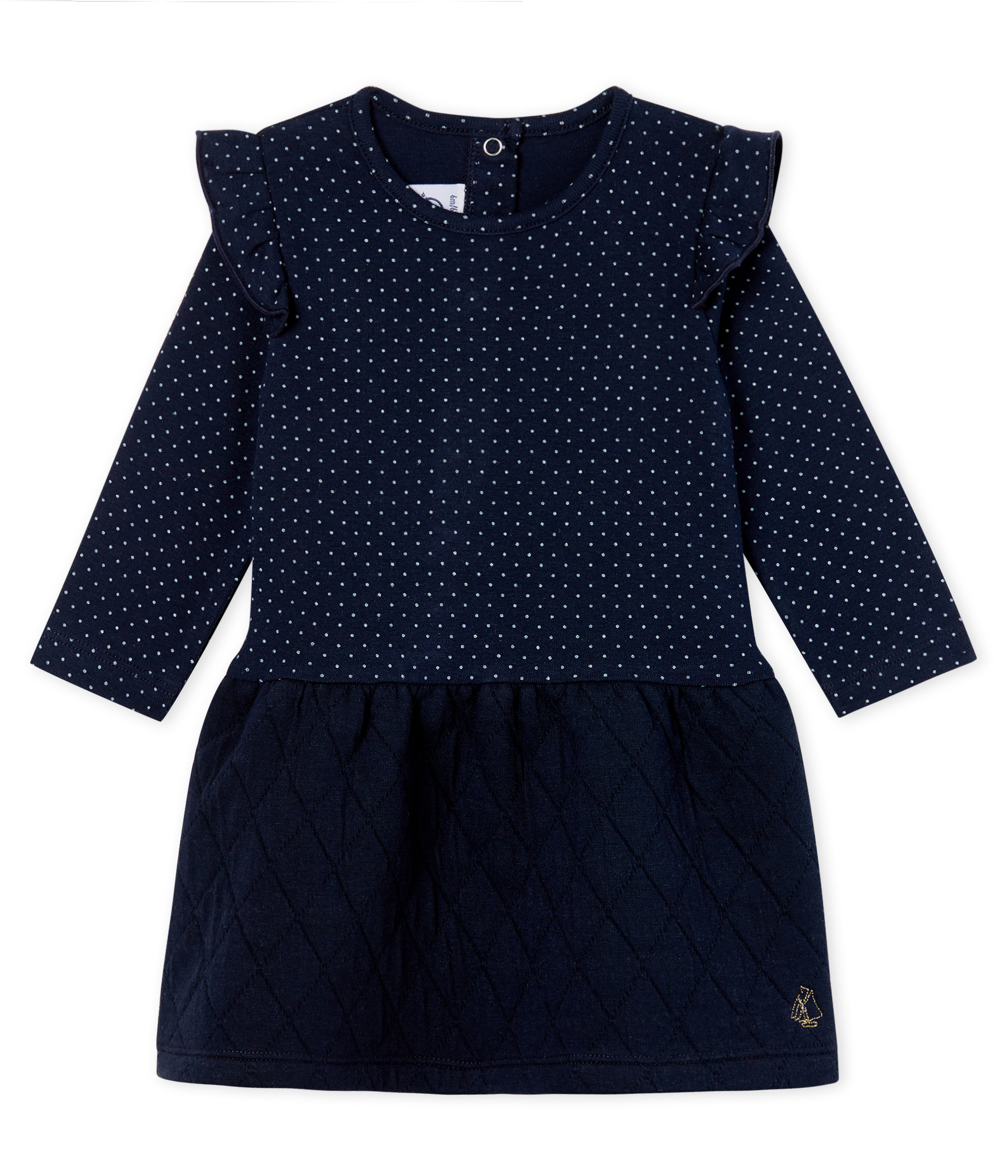 Robe manches longues bi-matière bébé fille