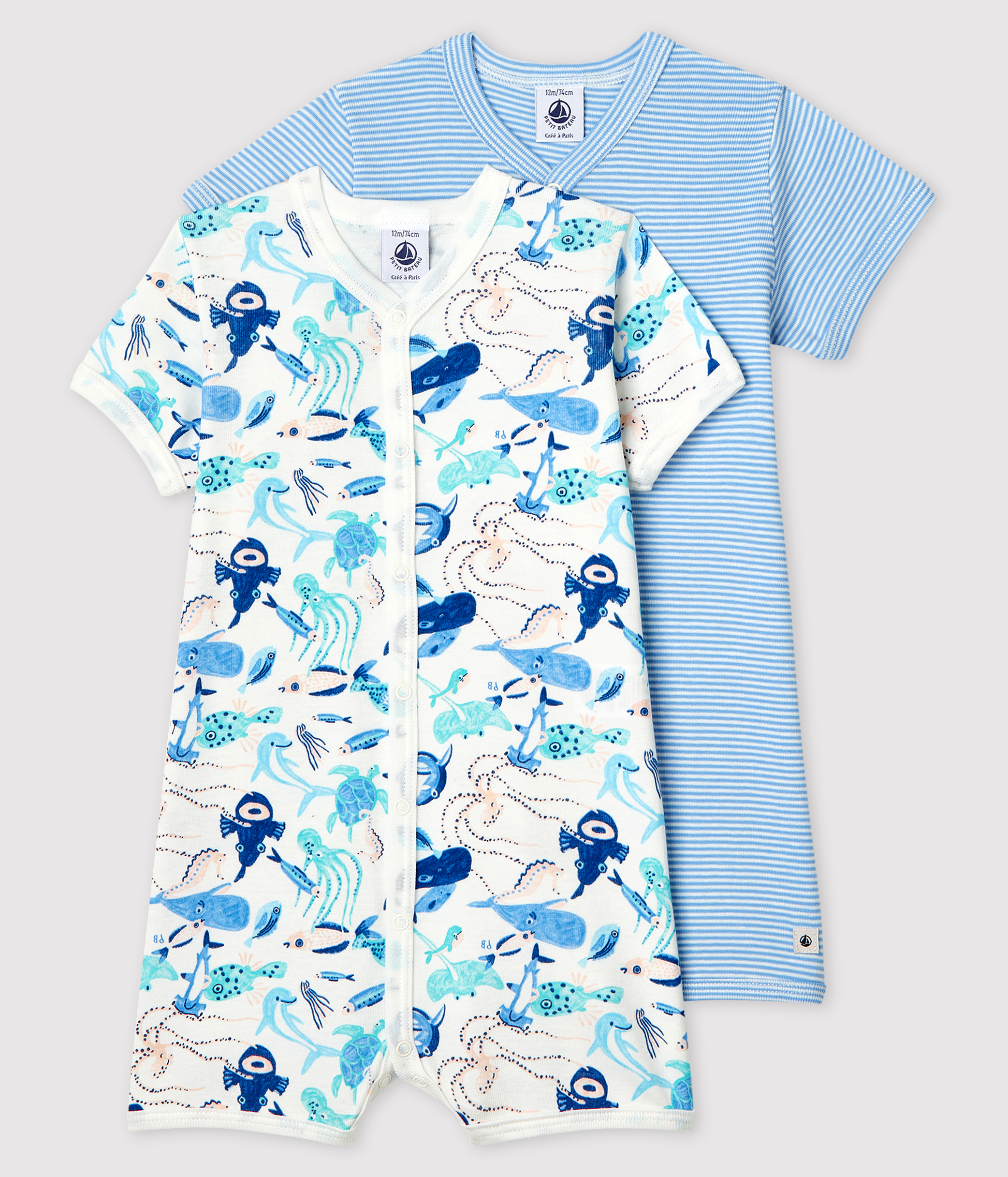 Petit Bateau Combicourts Lot De 2 - Vêtements Bébé Garçon Confortables Et Durables