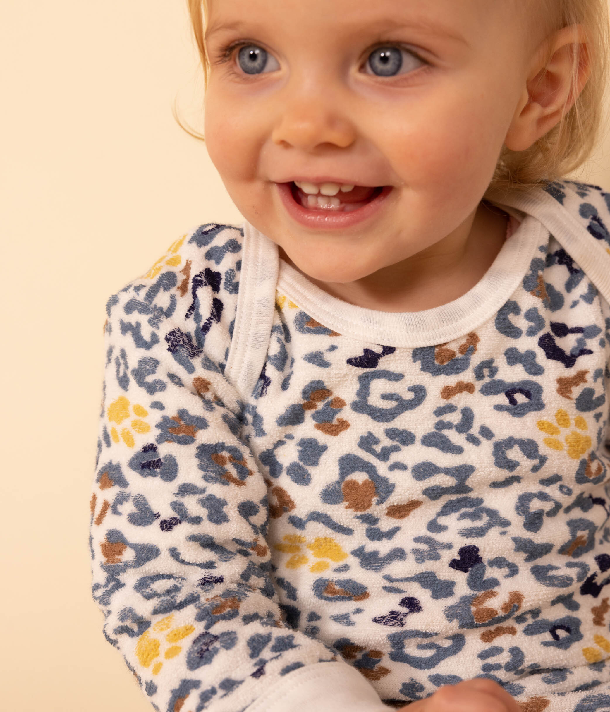 Pyjama bebe en bouclette eponge MARSHMALLOW MULTICO Petit Bateau