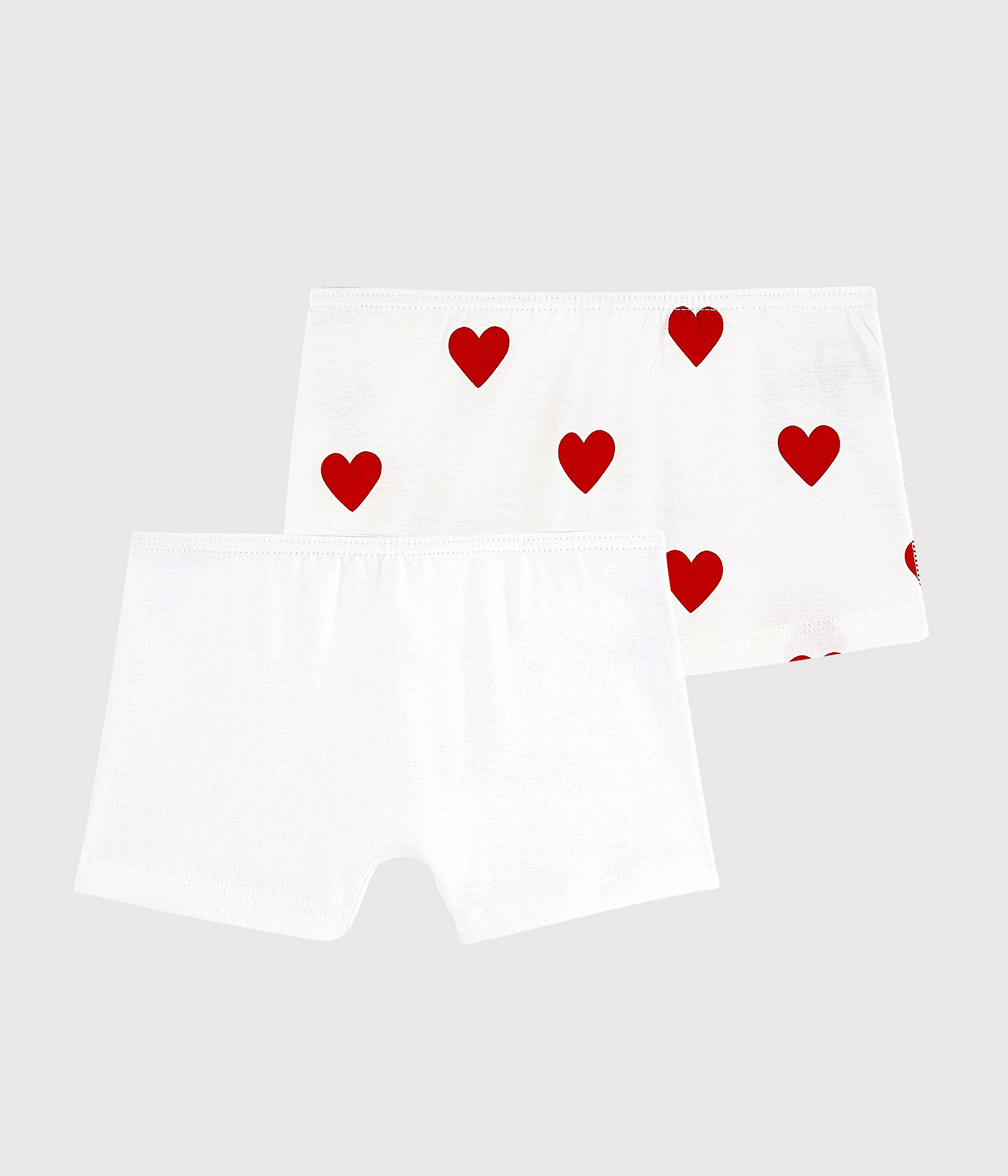 Lot de shorties cœur petite fille en coton variante Petit Bateau