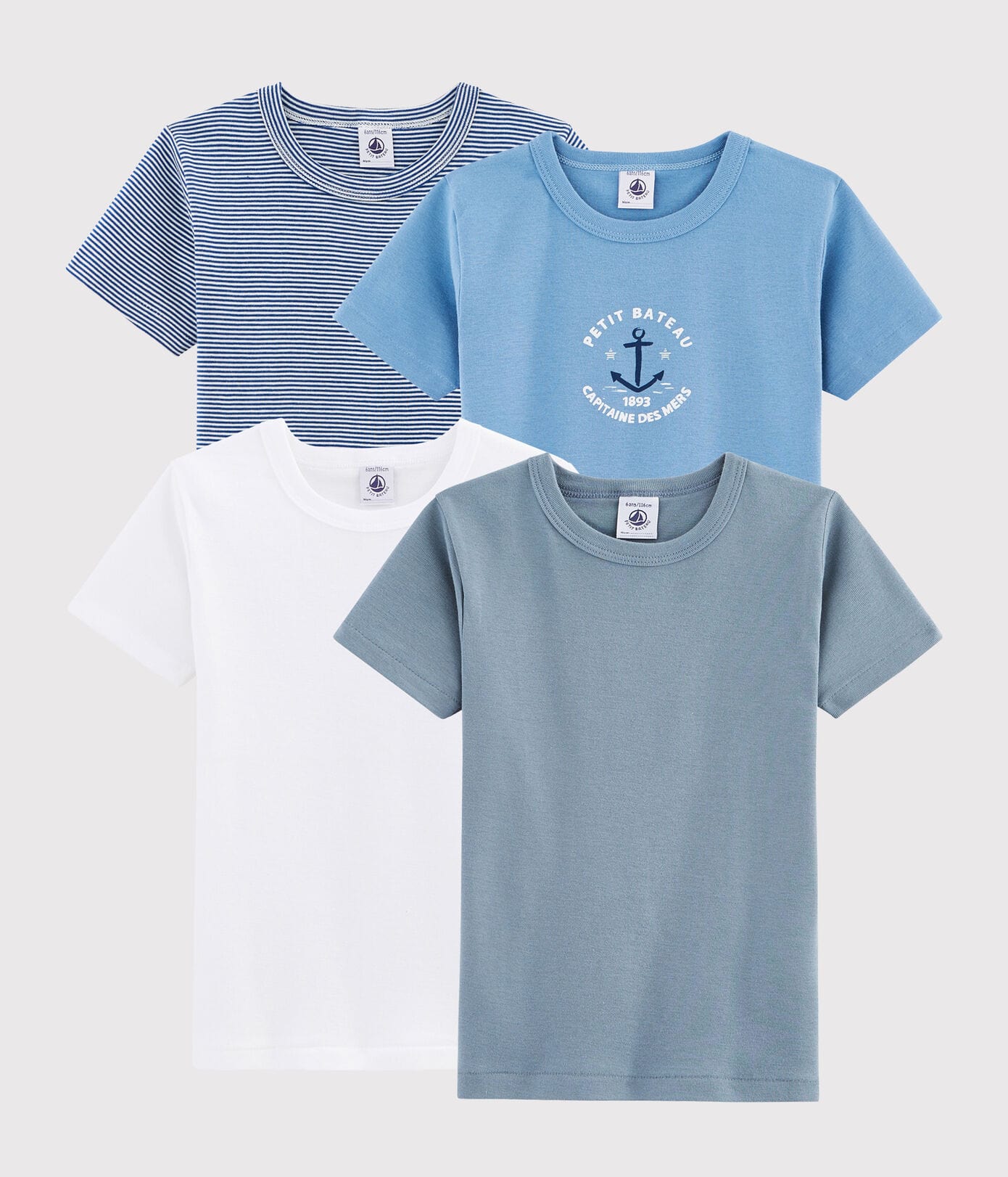 Lot de 5 t-shirts manches courtes brique + bleu marine + écru + bleu + kaki  La Redoute Collections