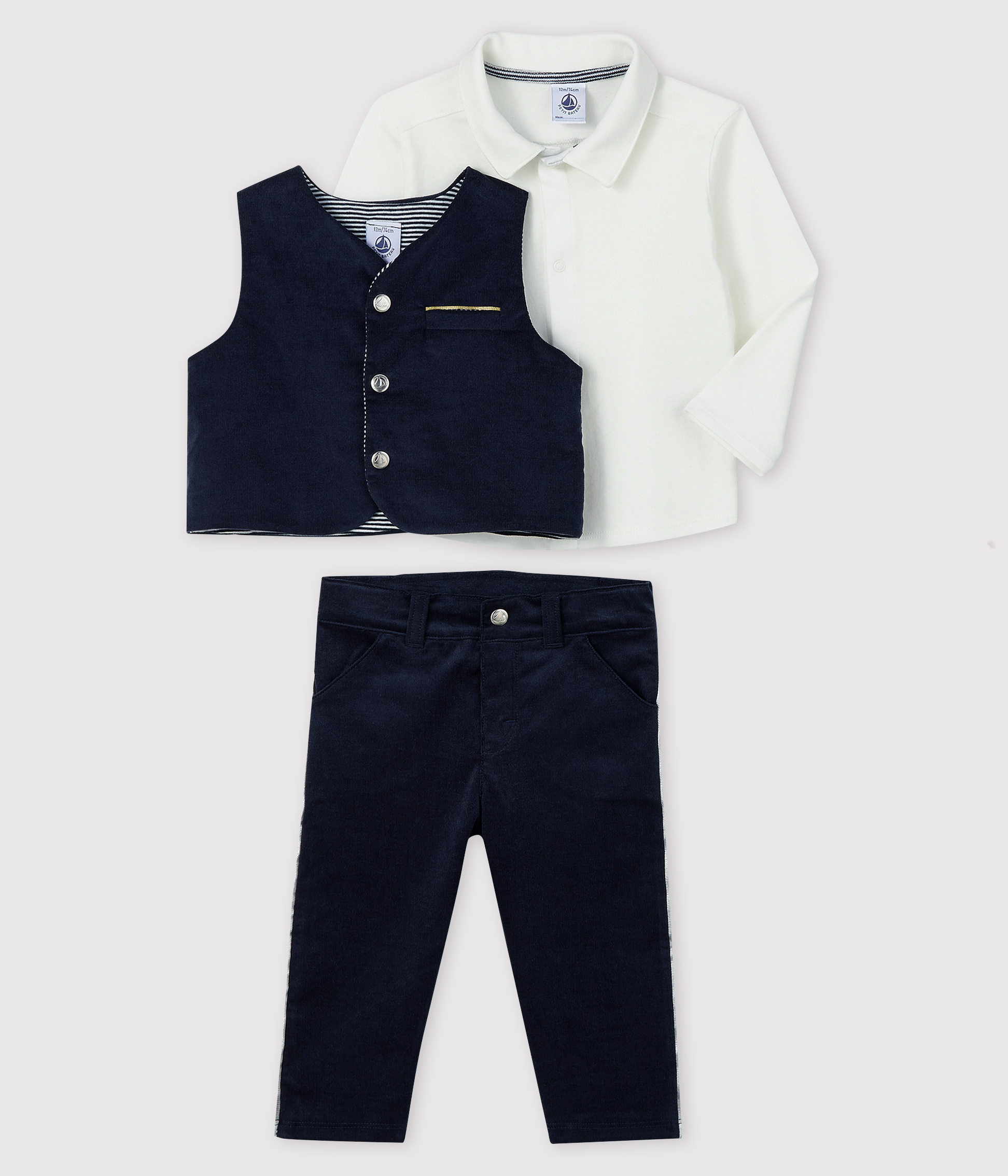 Ensemble Cadeau Bébé Garçon Lilax 4 Pièces - Grenouillère, Chaussons, Bonnet, Moufles, 100% Coton