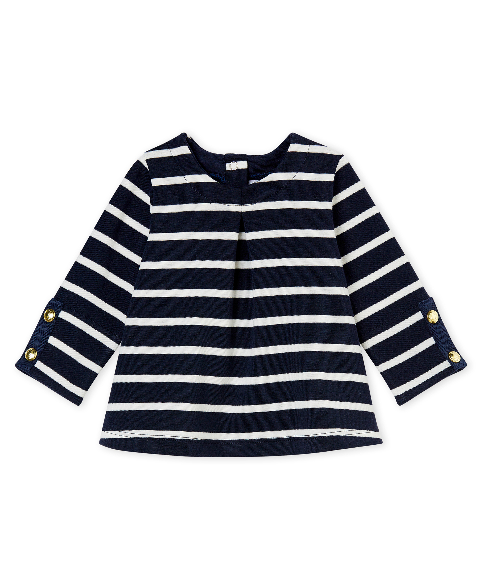 Petit Bateau Blouse Manche Courte Bébé Fille - Rayée Jersey Flammé, Col Bateau