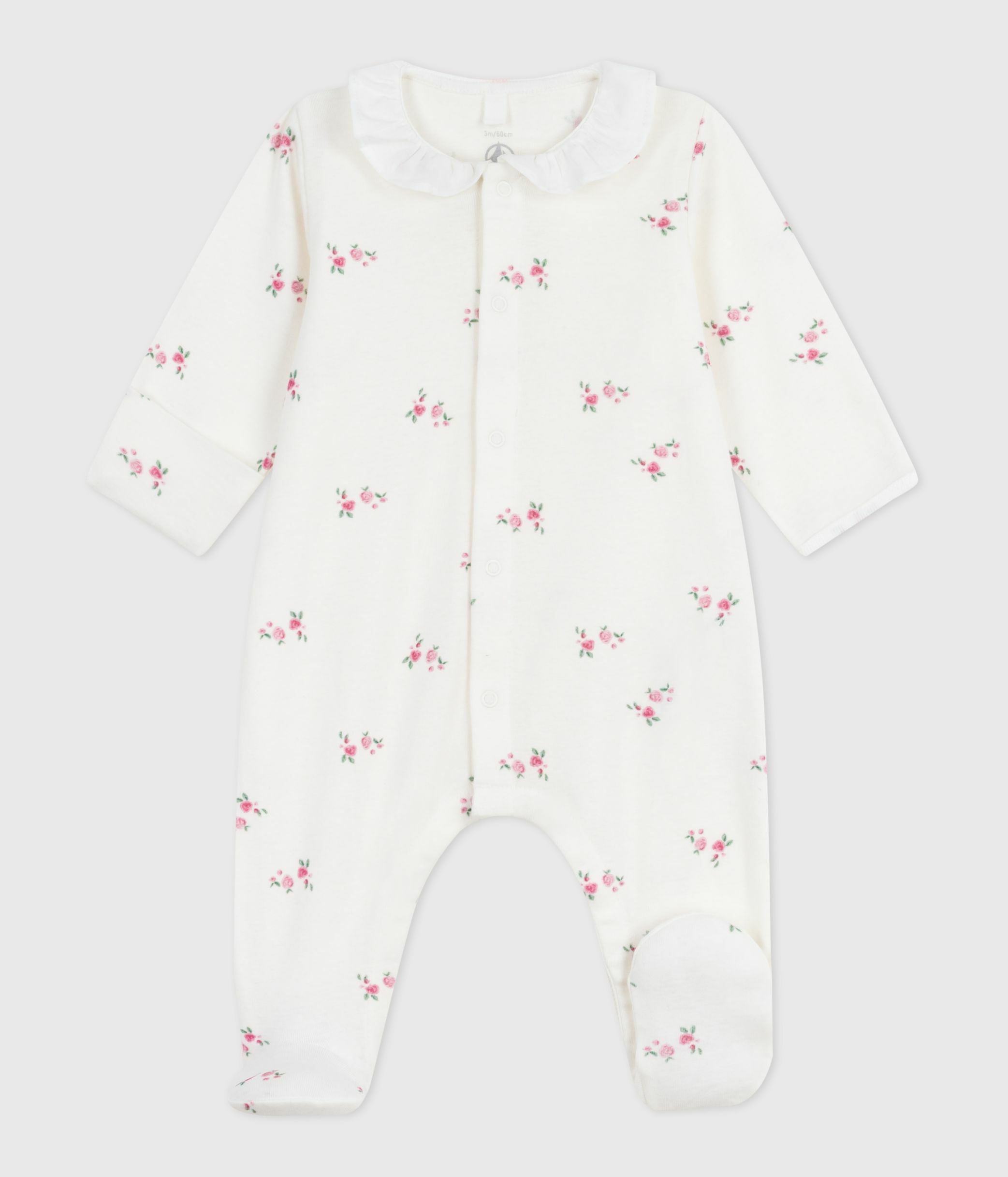 Pyjama bébé en coton à col fleuri