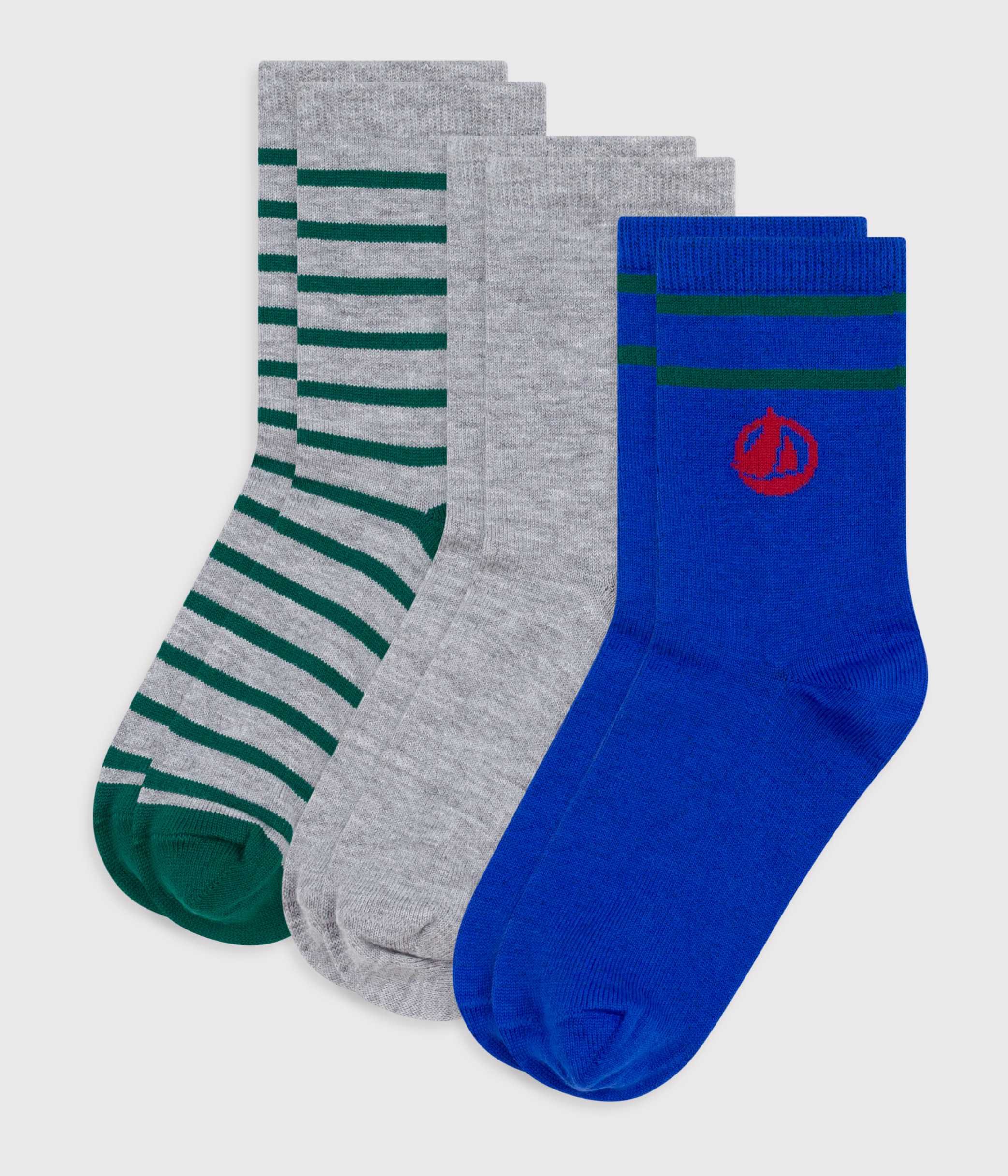 Petit Bateau Lot 3 Paires Chaussettes Enfant Coton – Rayures & Cœurs, Tiges Hautes Douces & Colorées