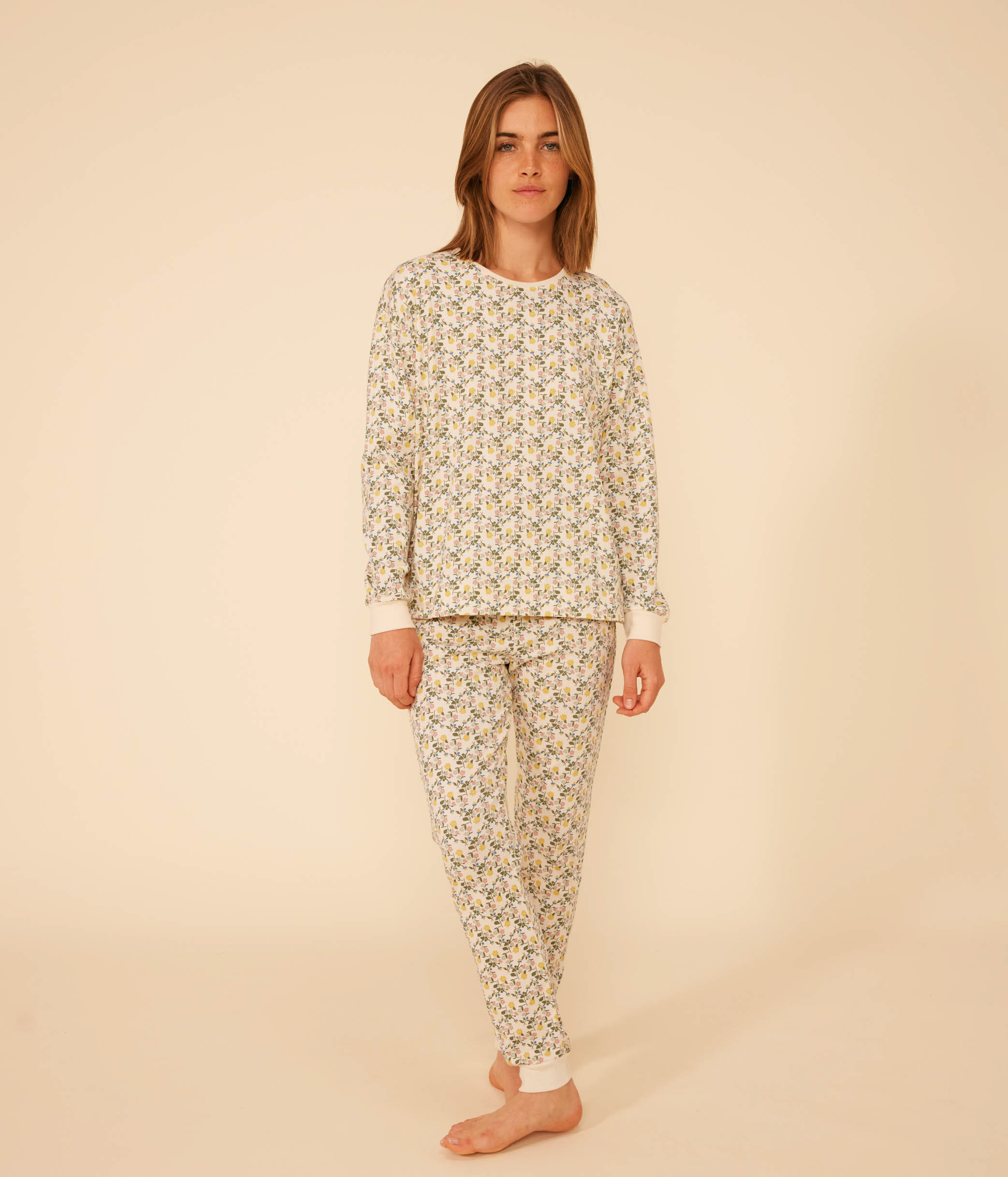 Pyjama Femme Manches Longues à Motifs Cœurs - Confortable, Idéal Pour La Saint-Valentin, Automne-hiver