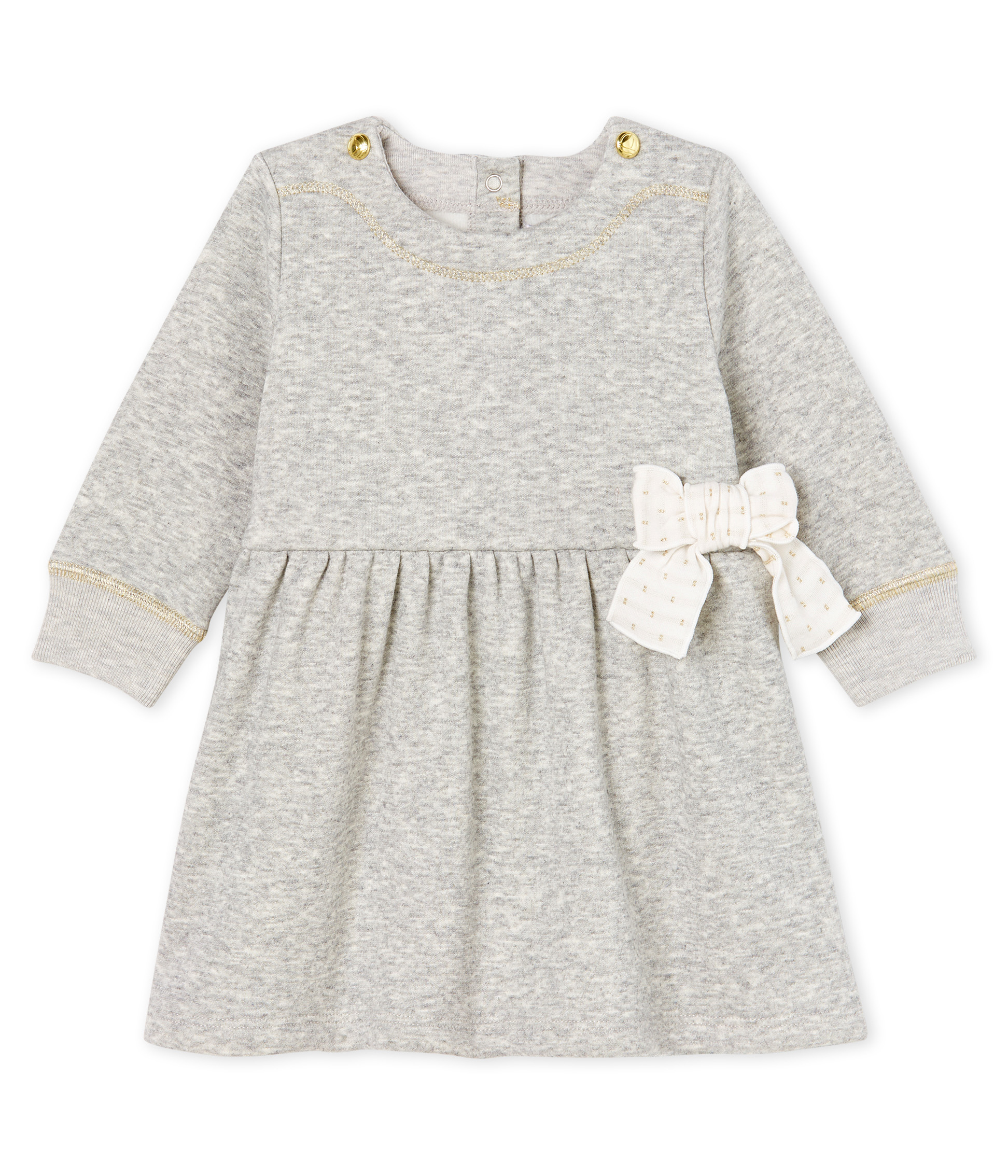 Robe manches longues bébé fille en maille velours