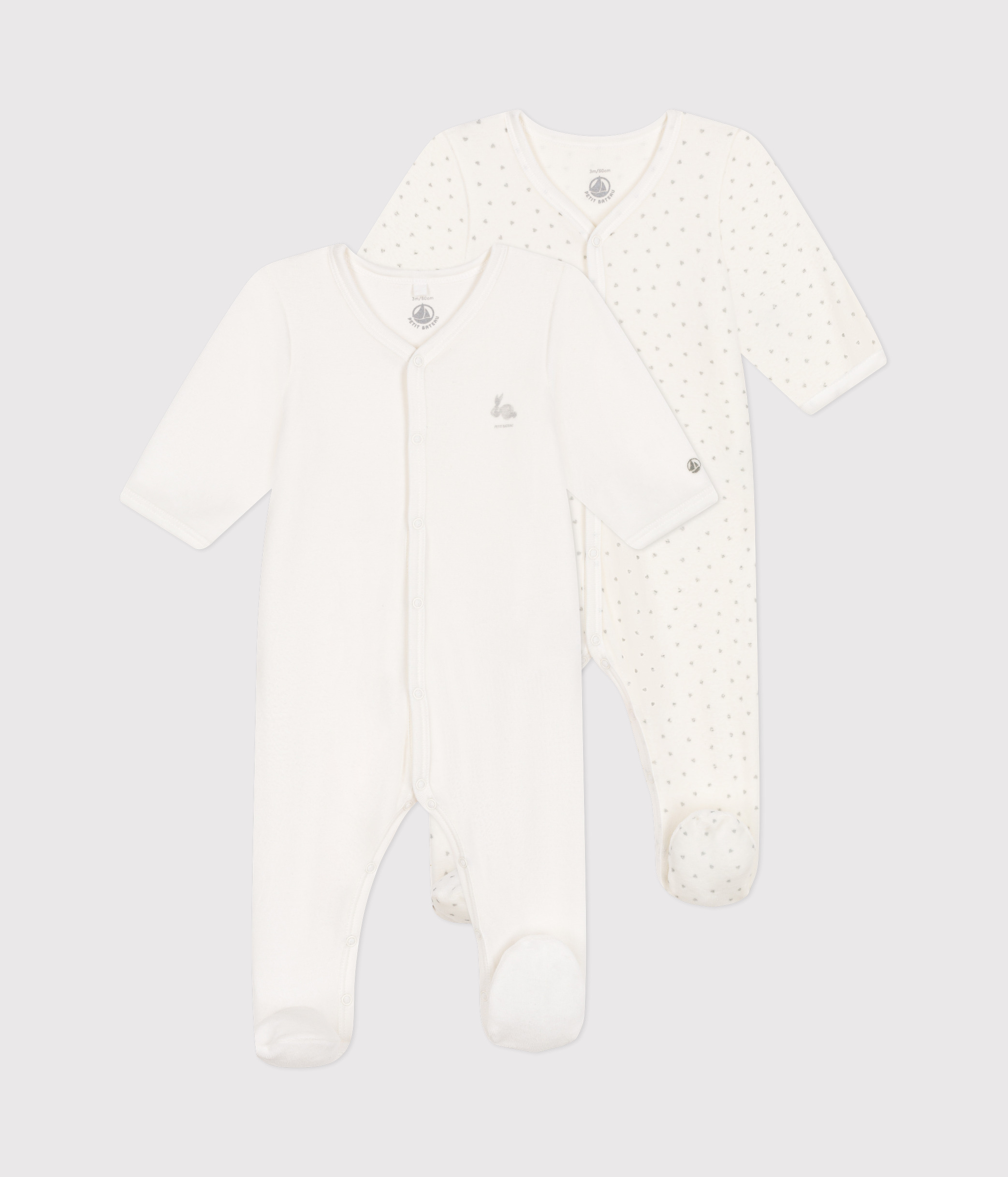 PETIT BATEAU Pyjama bébé cœur en velours, Sienna/Marshmallow